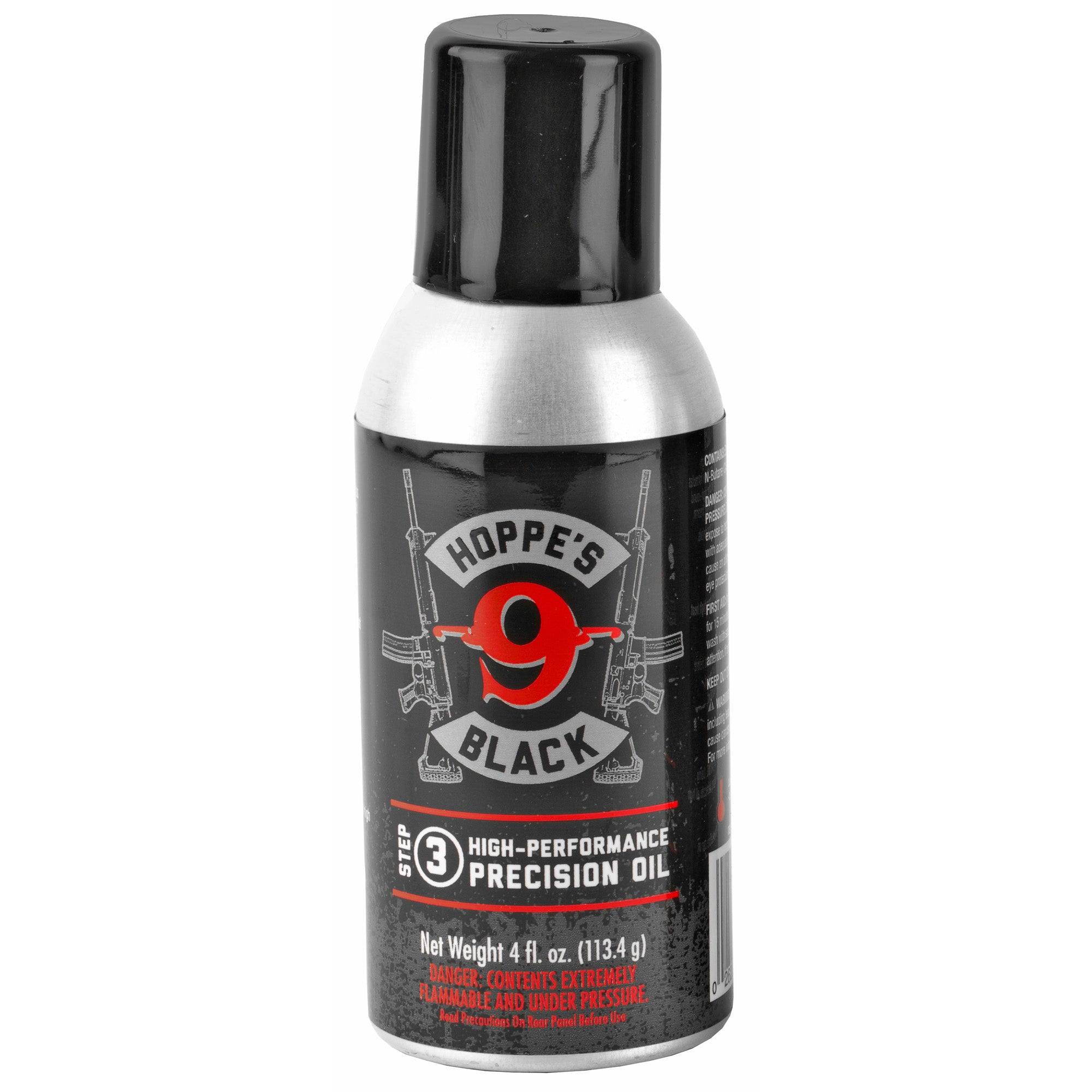 Hoppe's Black High-Performance Precision Oil Aerosol – 4 oz. for Firearm Maintenance and Lubrication