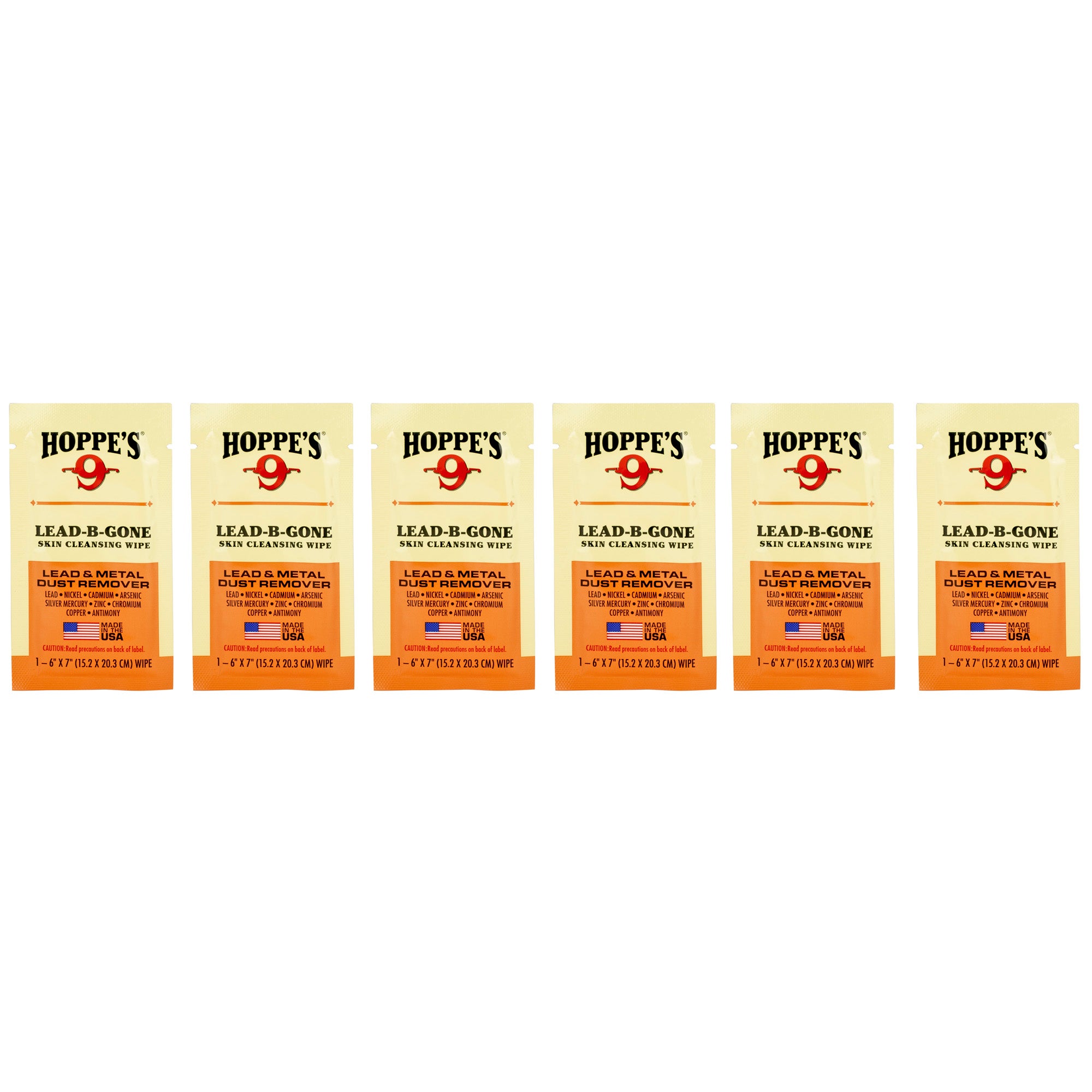 Hoppe's Lead Be Gone Wipes (6 Count) – Metal Contaminant Removal for Firearm Cleaning