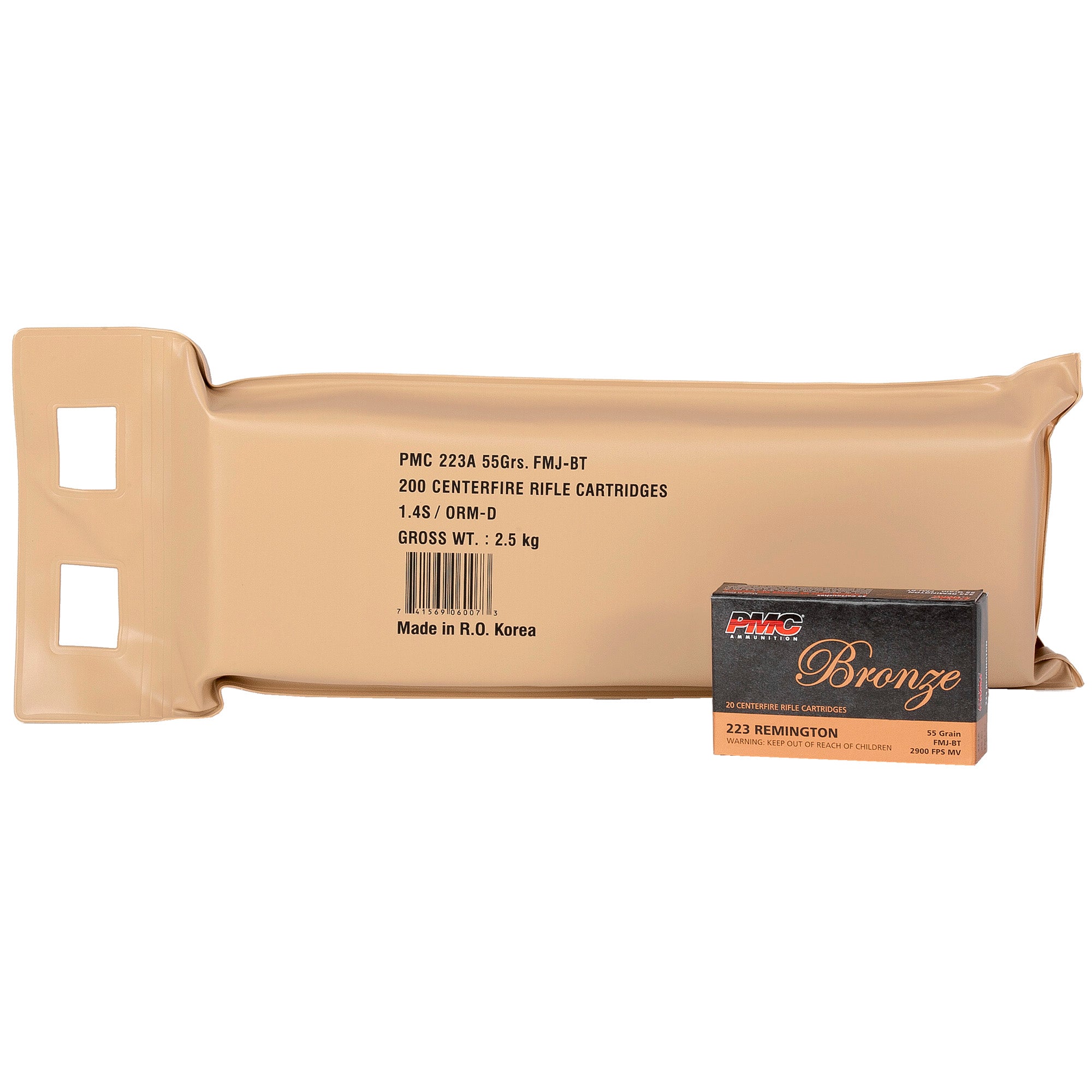 PMC Ammunition Bronze 223 Remington 55 Grain Full Metal Jacket - 200 Rounds per Box