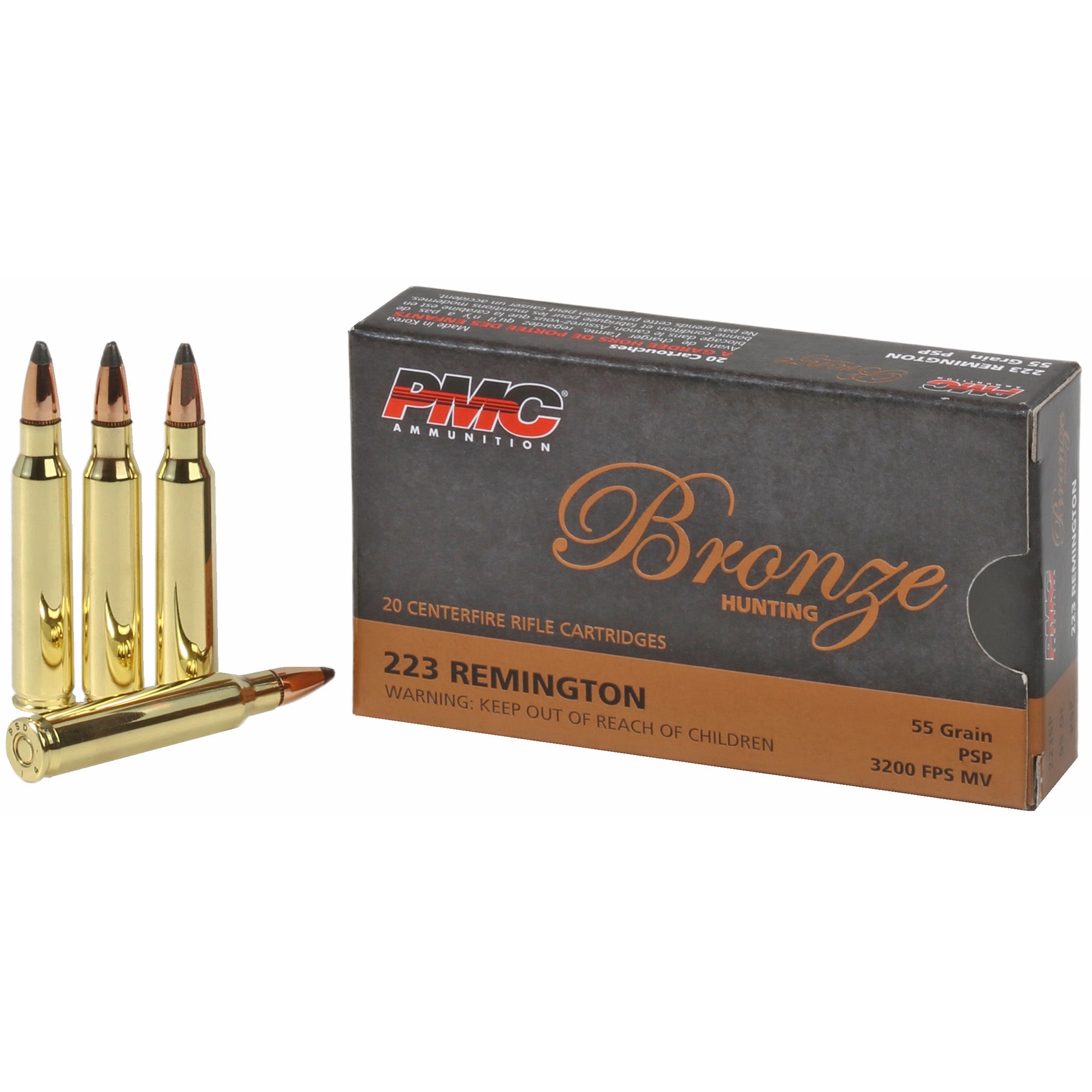 PMC Ammunition Bronze Soft Point 223 Remington 55 Grain - Pack of 20