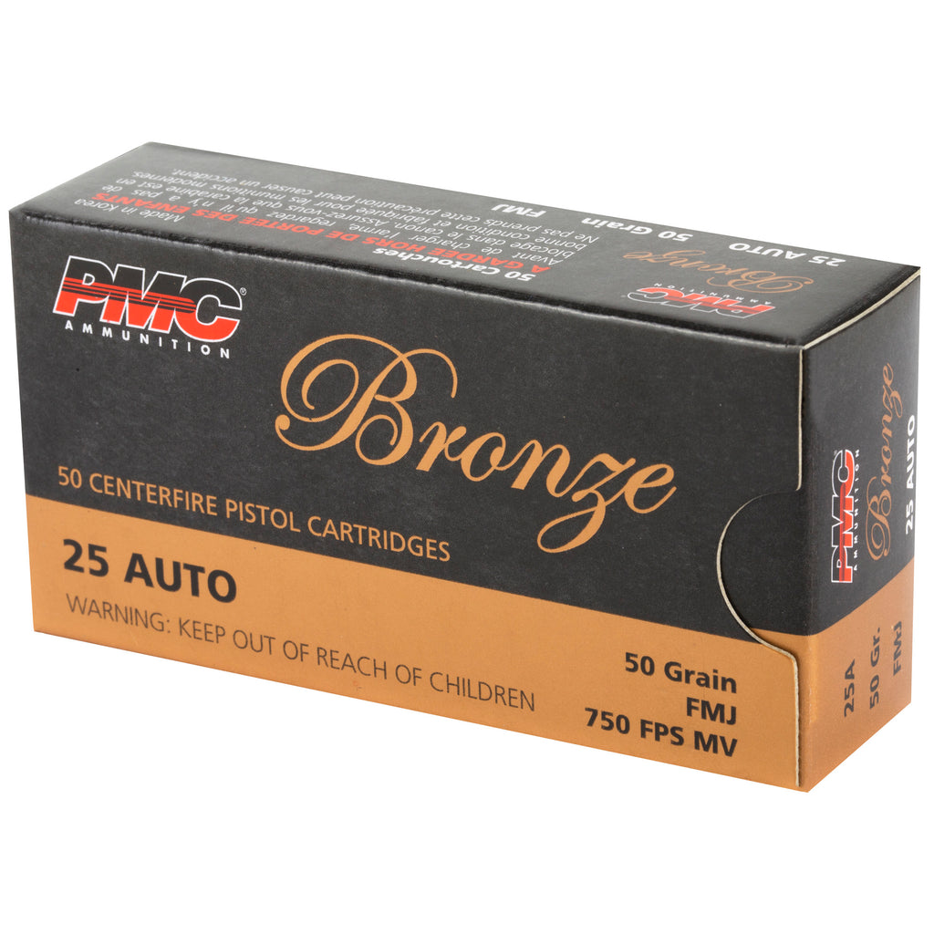 PMC Ammunition Bronze 25 ACP Full Metal Jacket 50 Grain – 50 Rounds Per Box