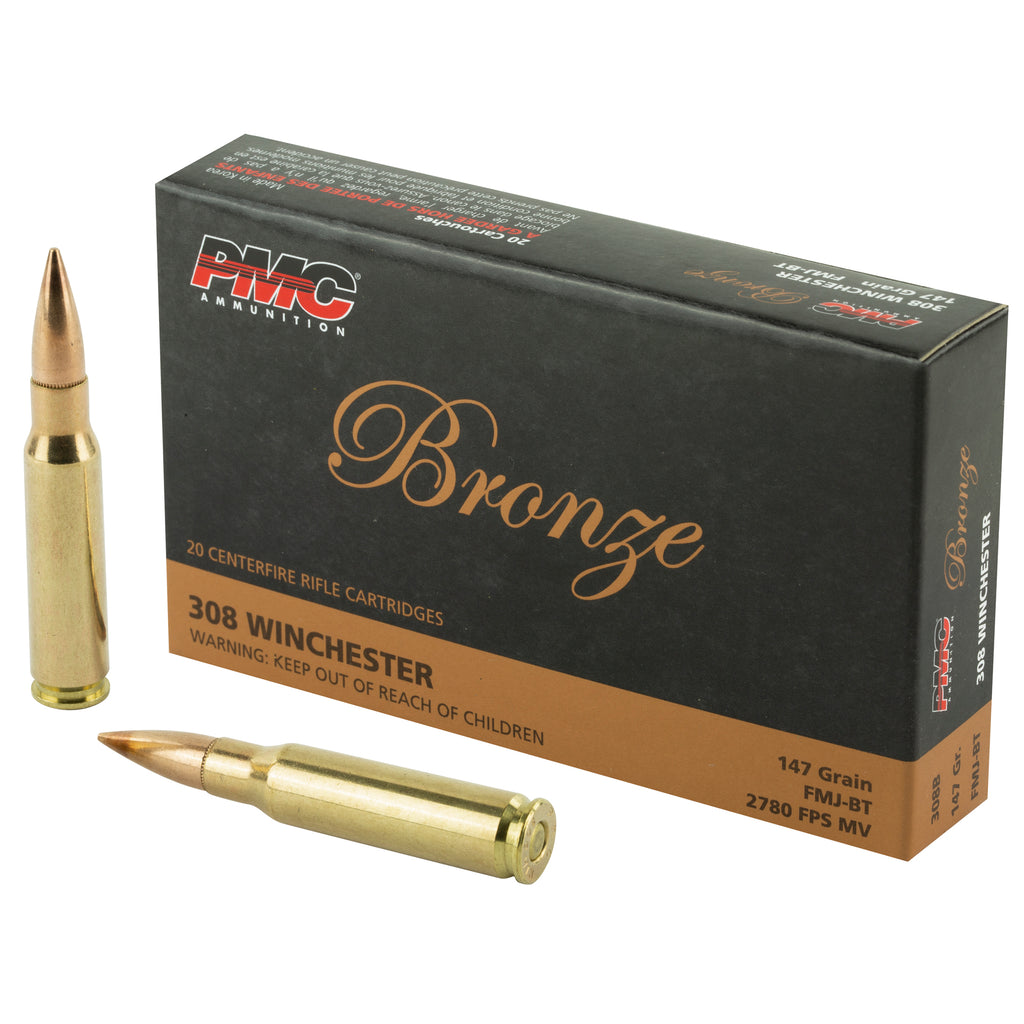 PMC Ammunition Bronze 308 Winchester 147-Grain Full Metal Jacket - 20 Rounds per Box, 500 Rounds per Case