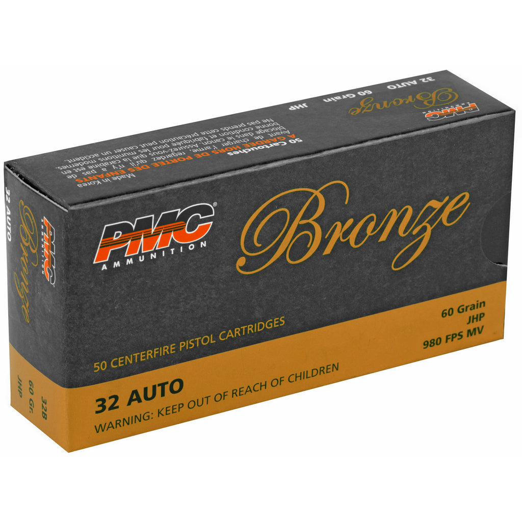 PMC Ammunition Bronze 32 ACP 60-Grain Hollow Point Bullet - Reliable Self-Defense and Range Ammo