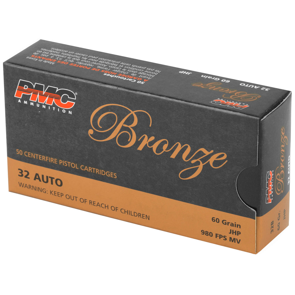PMC Ammunition Bronze 32 ACP 60-Grain Hollow Point Bullet - Reliable Self-Defense and Range Ammo