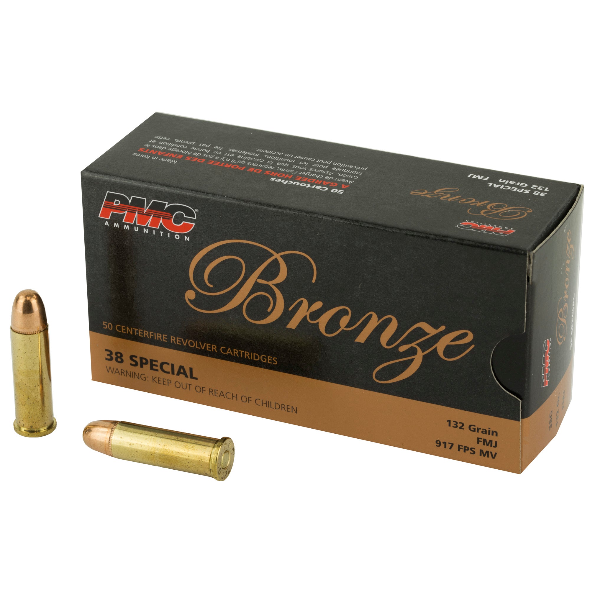 PMC Ammunition Bronze 38 Special Full Metal Jacket 132 Grain, 50 Rounds per Box