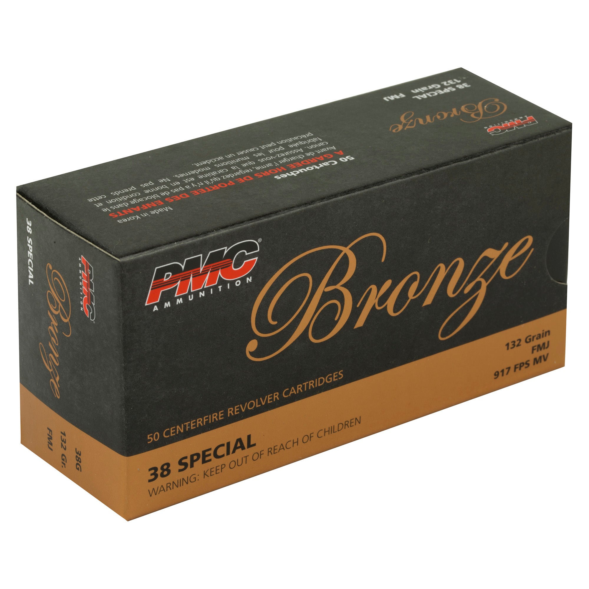PMC Ammunition Bronze 38 Special Full Metal Jacket 132 Grain, 50 Rounds per Box