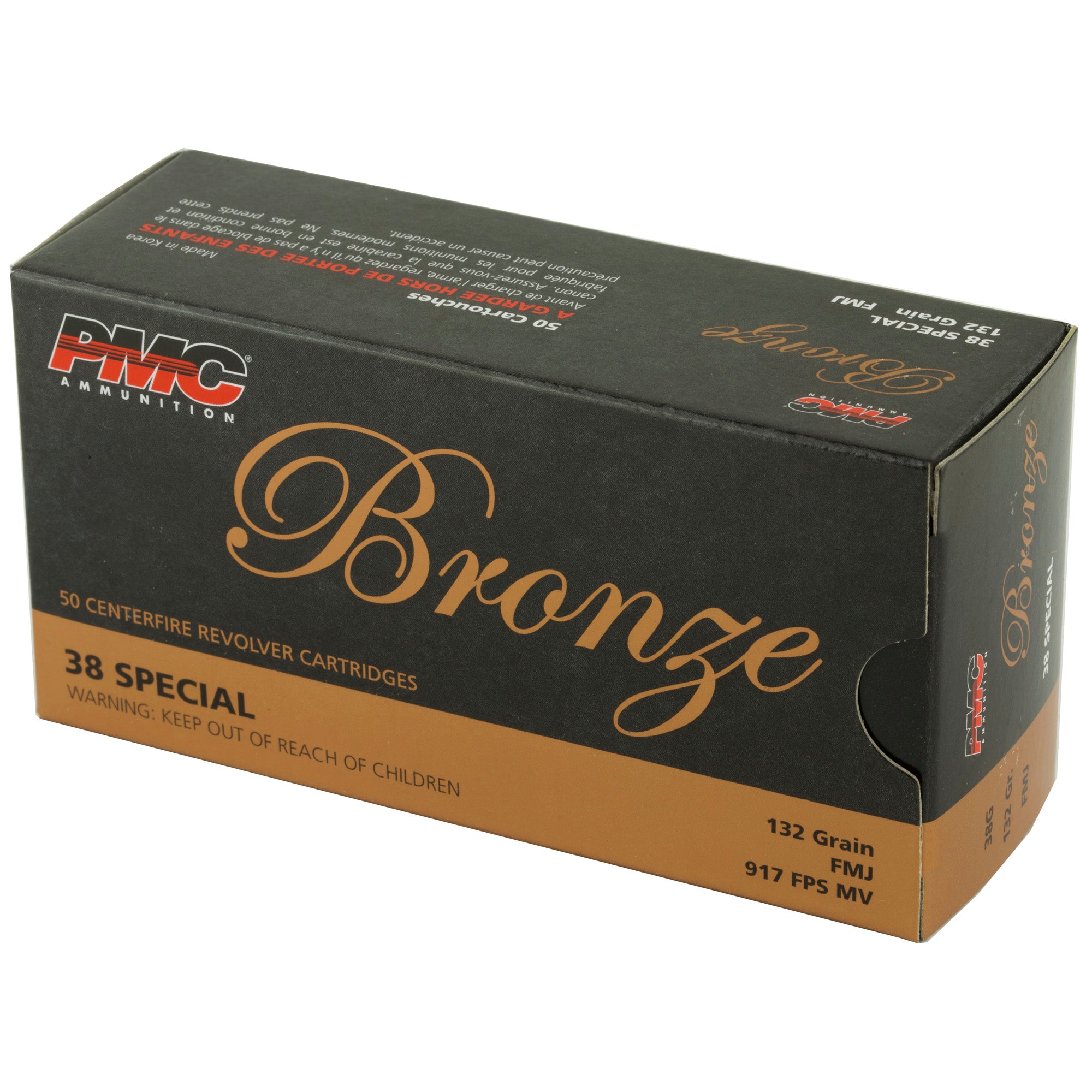 PMC Ammunition Bronze 38 Special Full Metal Jacket 132 Grain, 50 Rounds per Box