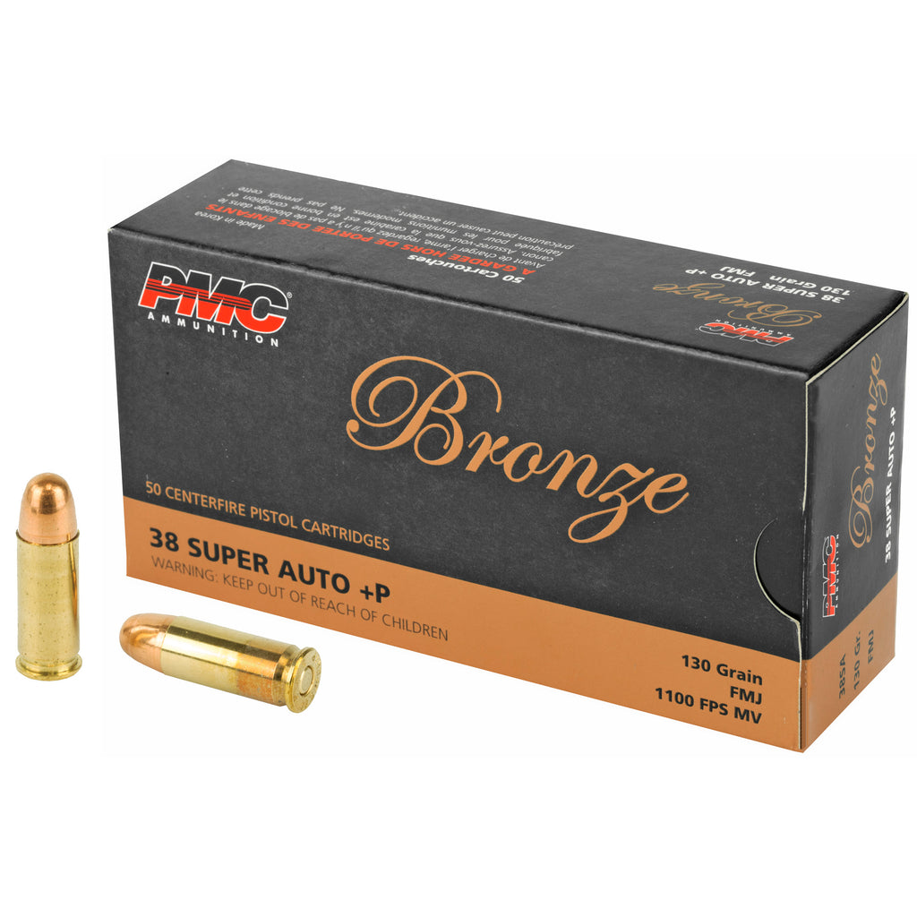 PMC Ammunition Bronze 38 Super +P 130 Grain Full Metal Jacket - 50 Rounds per Box
