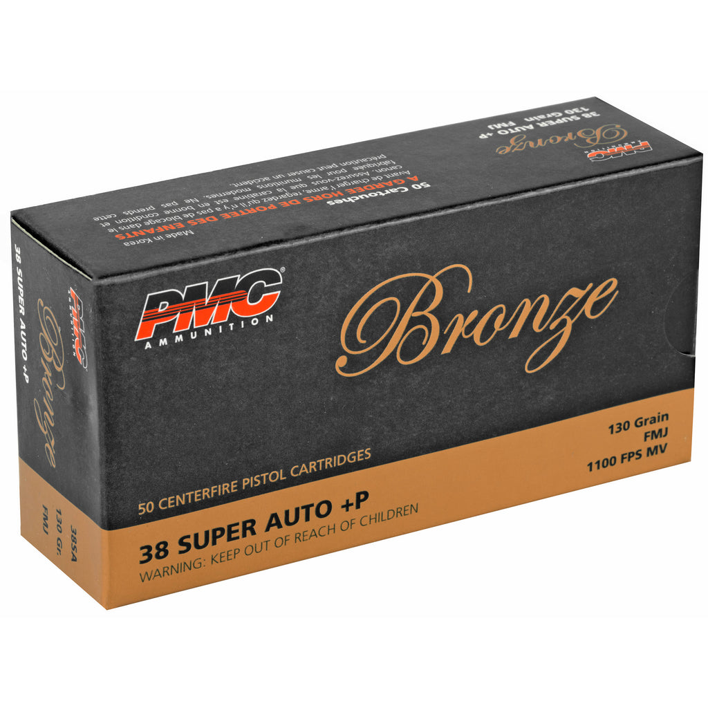 PMC Ammunition Bronze 38 Super +P 130 Grain Full Metal Jacket - 50 Rounds per Box