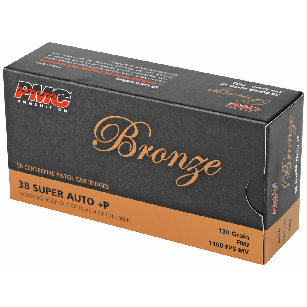 PMC Ammunition Bronze 38 Super +P 130 Grain Full Metal Jacket - 50 Rounds per Box