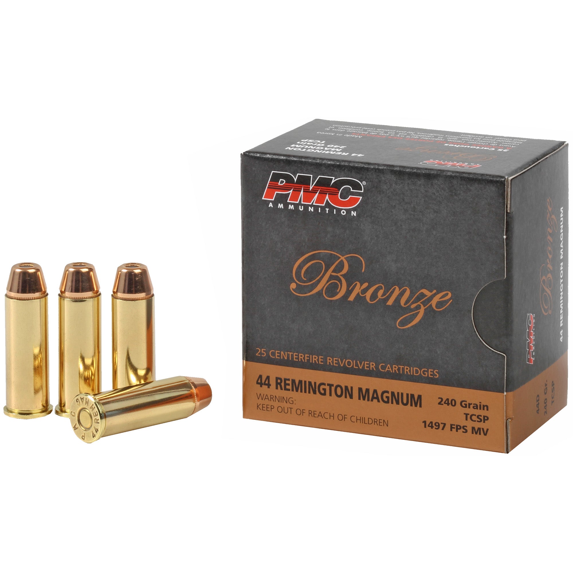 PMC Ammunition Bronze Series .44 Magnum 240-Grain Soft Point - 25 Rounds per Box, 500 per Case