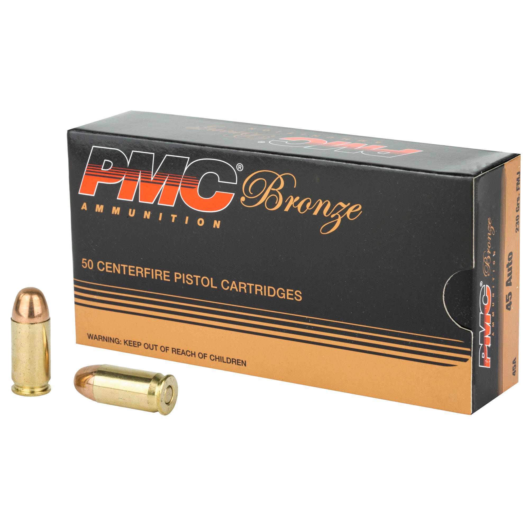 PMC Ammunition Bronze 45 ACP 230 Grain Full Metal Jacket – 50 Rounds per Box, 1000 Rounds per Case