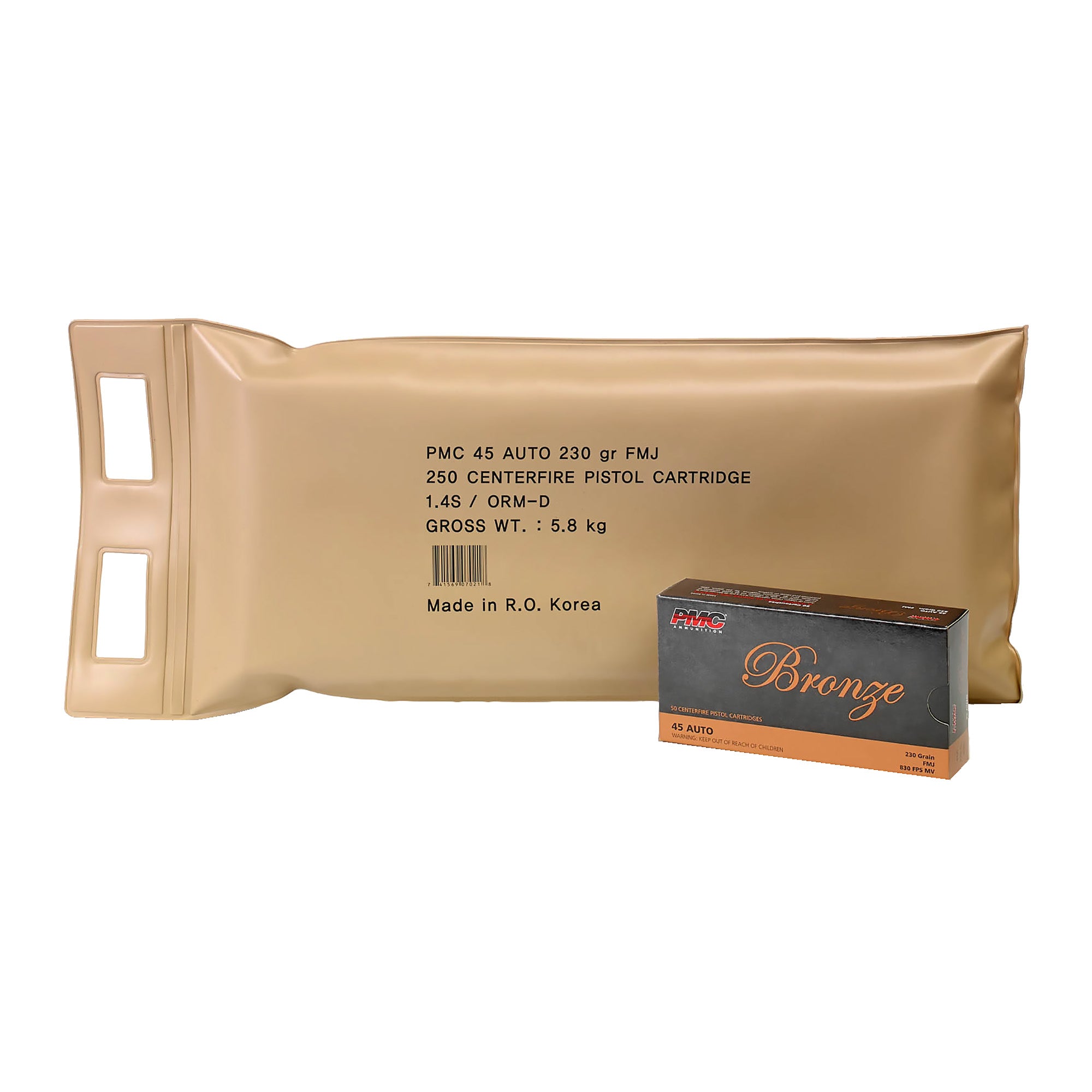 PMC Ammunition Bronze 45 ACP 230 Grain Full Metal Jacket - 250 Rounds per Box