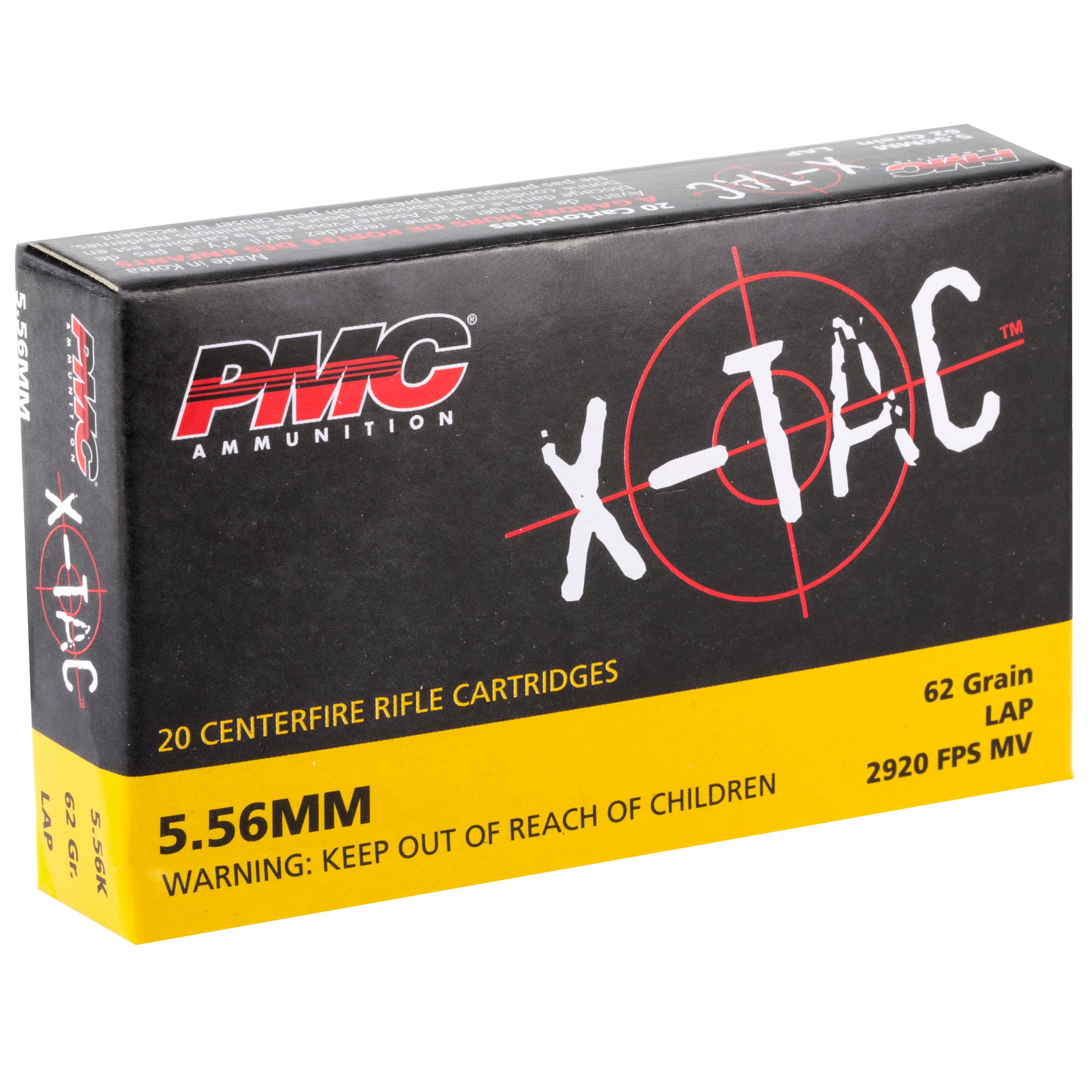 PMC Ammunition XTAC 5.56 NATO 62 Grain Green Tip (GT-LAP) – 20 Rounds per Box, 1000 Rounds per Case