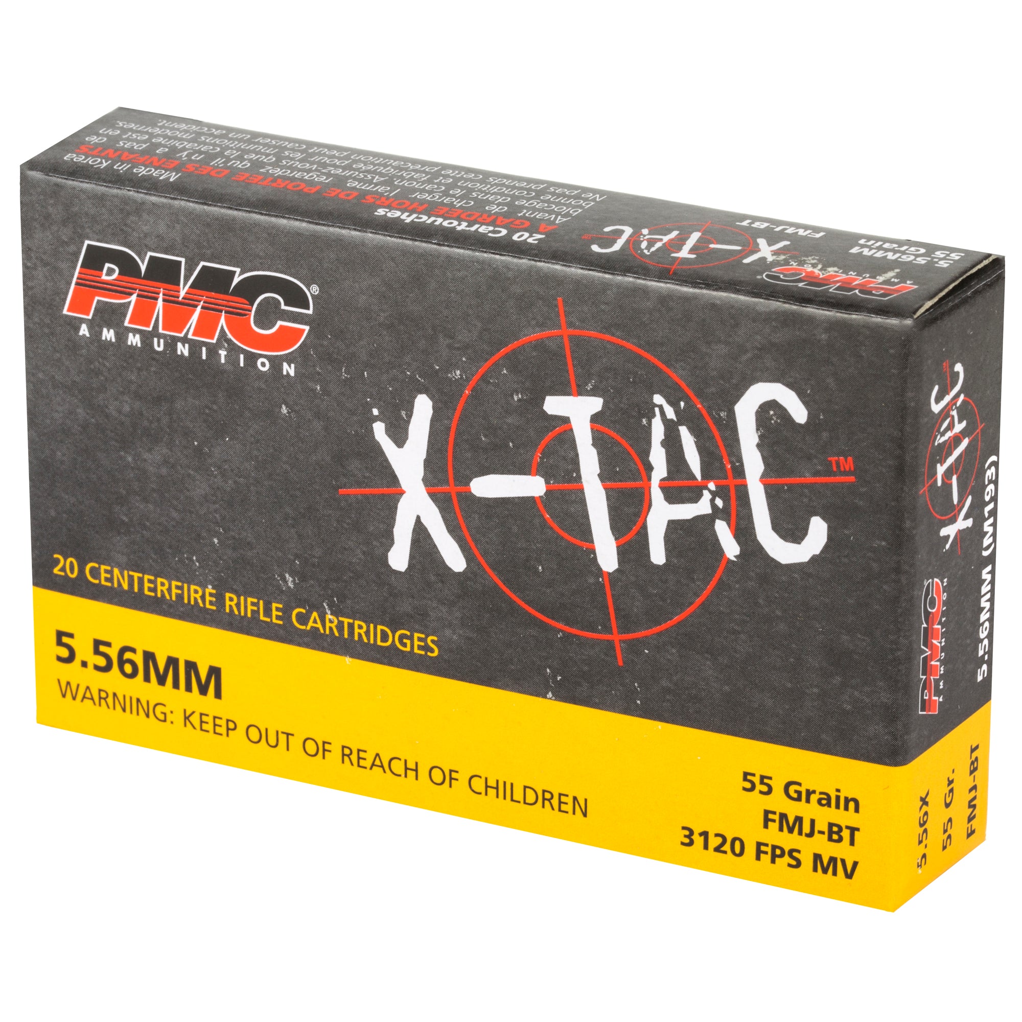 PMC Ammunition PMC XTAC 5.56 NATO 55 Grain FMJ Boat Tail Ammo - 20 Rounds Per Box