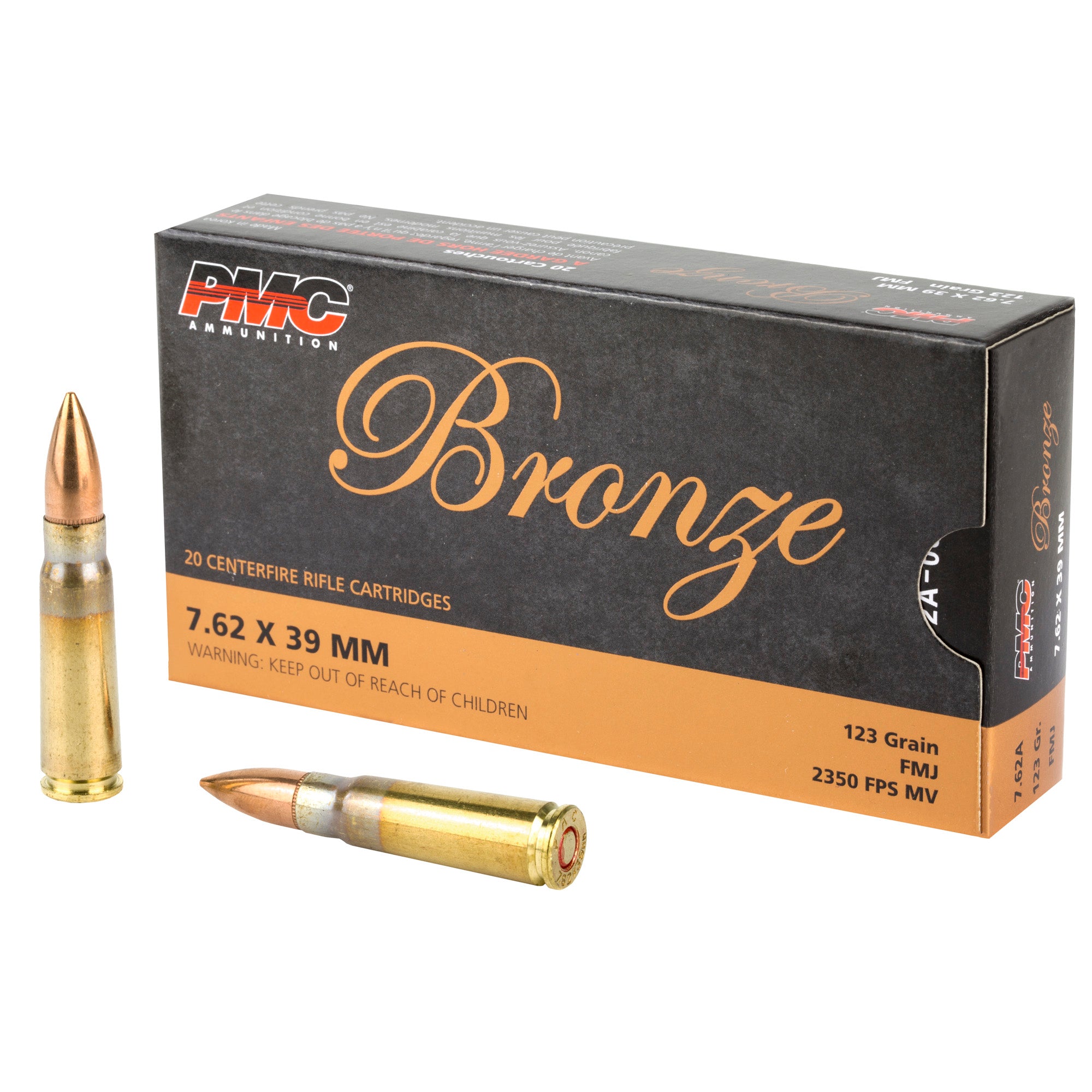 PMC Ammunition Bronze 7.62x39 123 Grain Full Metal Jacket (FMJ) – Reliable Performance for High-Volume Shooting