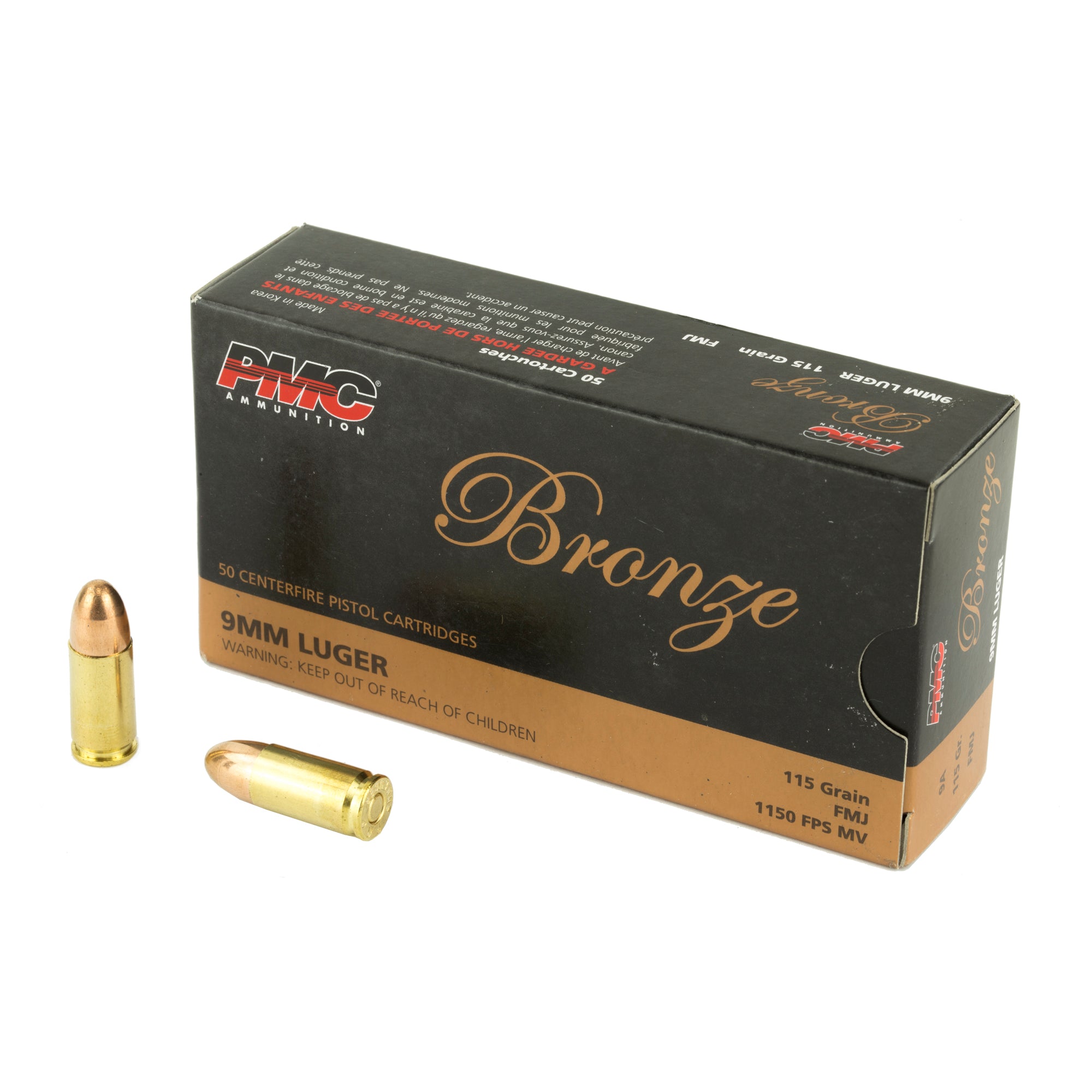 PMC Ammunition Bronze 9mm 115 Grain Full Metal Jacket - 50 Rounds Per Box