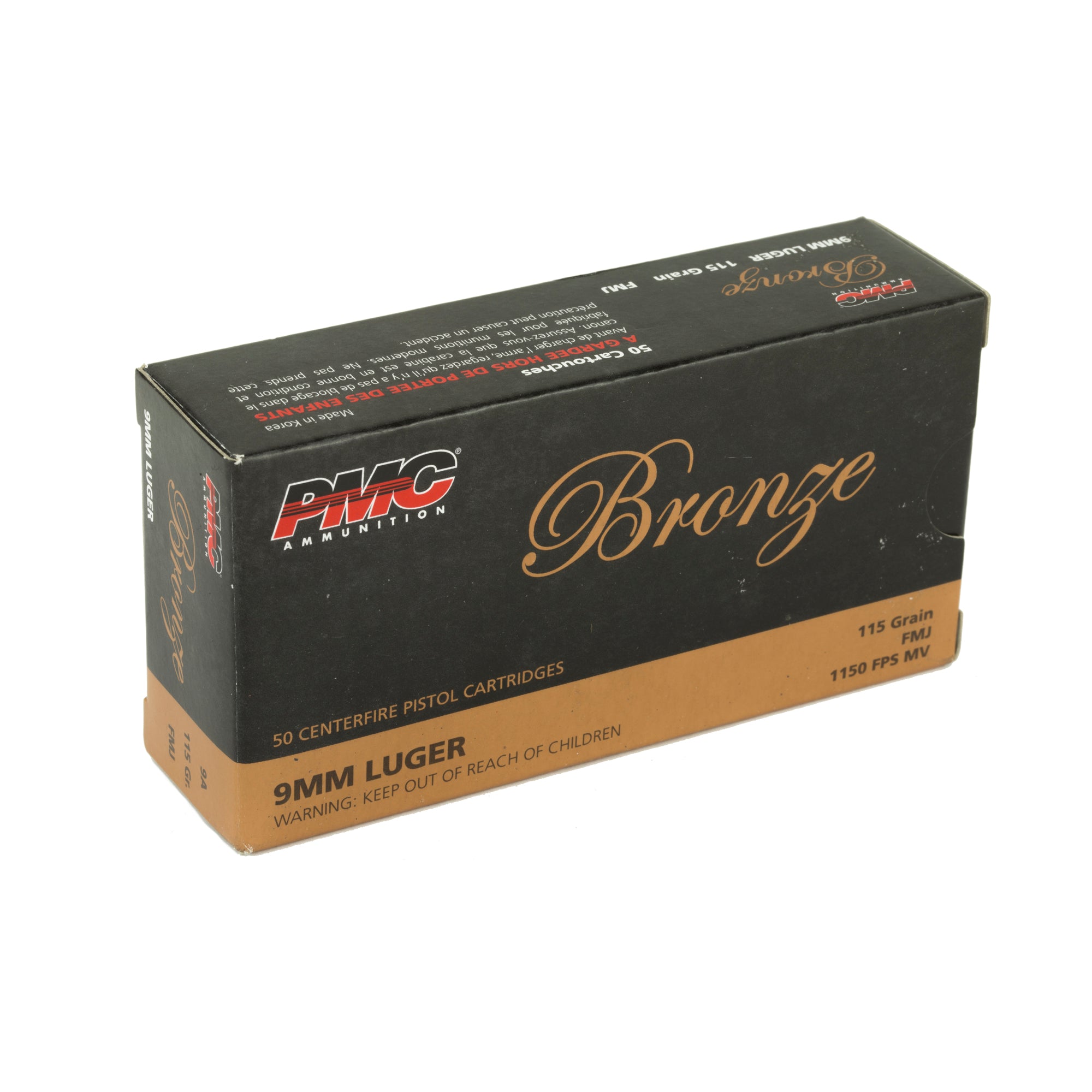 PMC Ammunition Bronze 9mm 115 Grain Full Metal Jacket - 50 Rounds Per Box