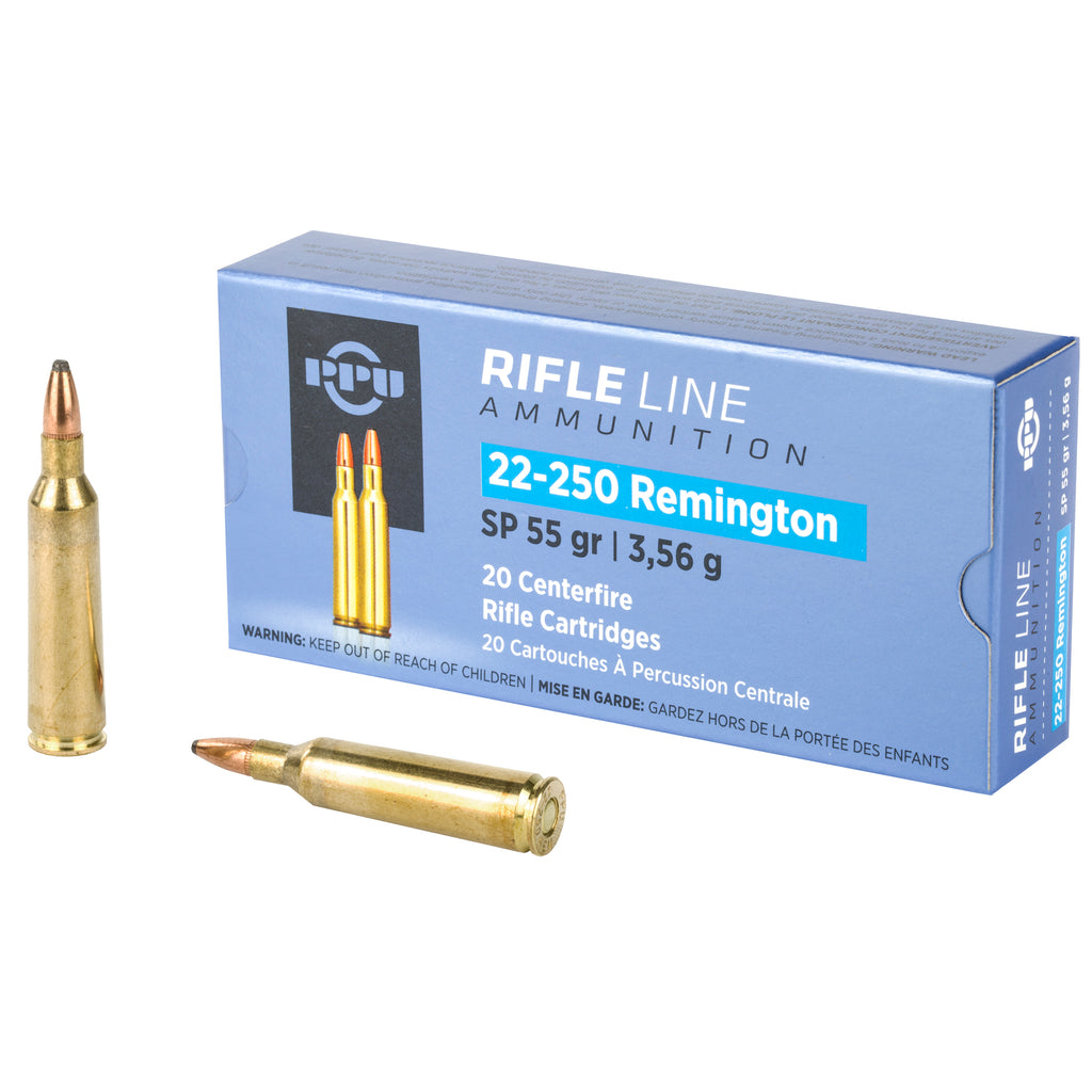 Prvi Partizan PPU 22-250 Remington Soft Point Rifle Ammunition - 55 Grain, Box of 20