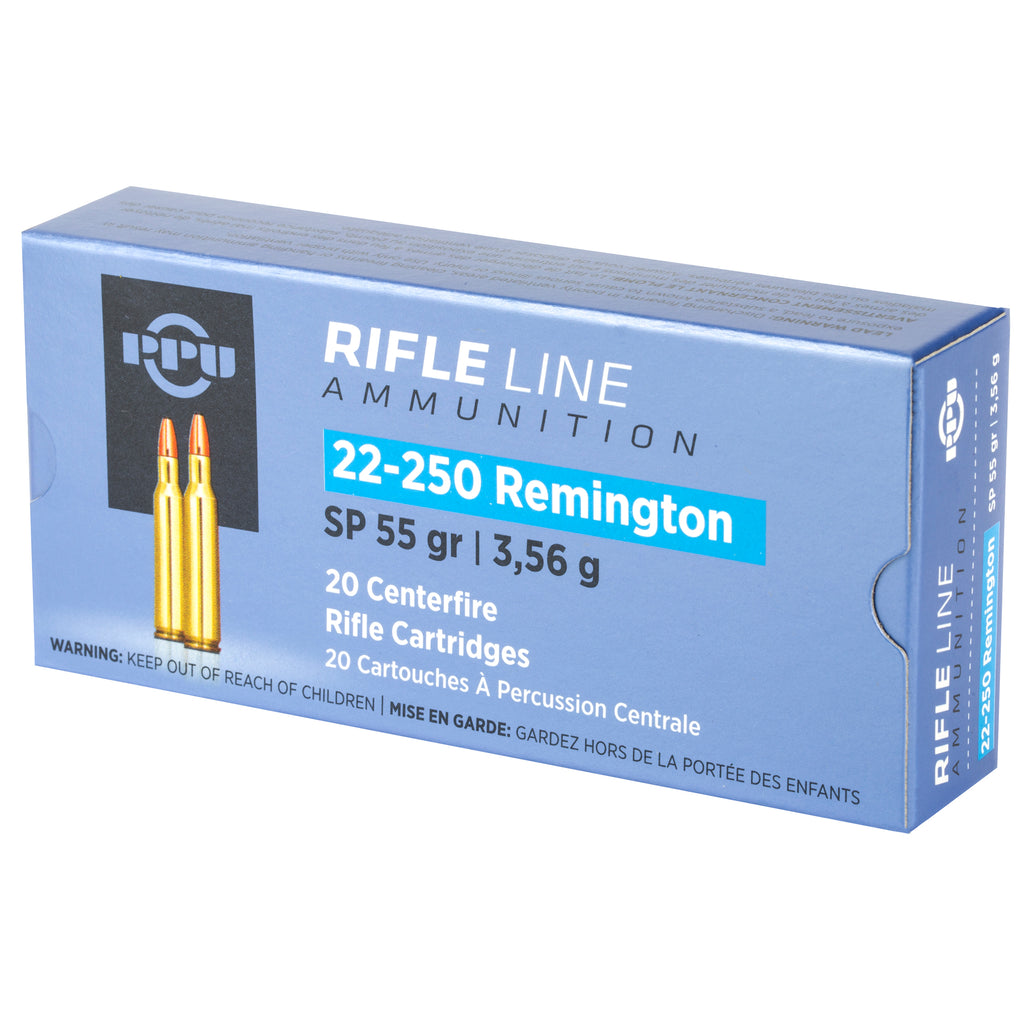 Prvi Partizan PPU 22-250 Remington Soft Point Rifle Ammunition - 55 Grain, Box of 20