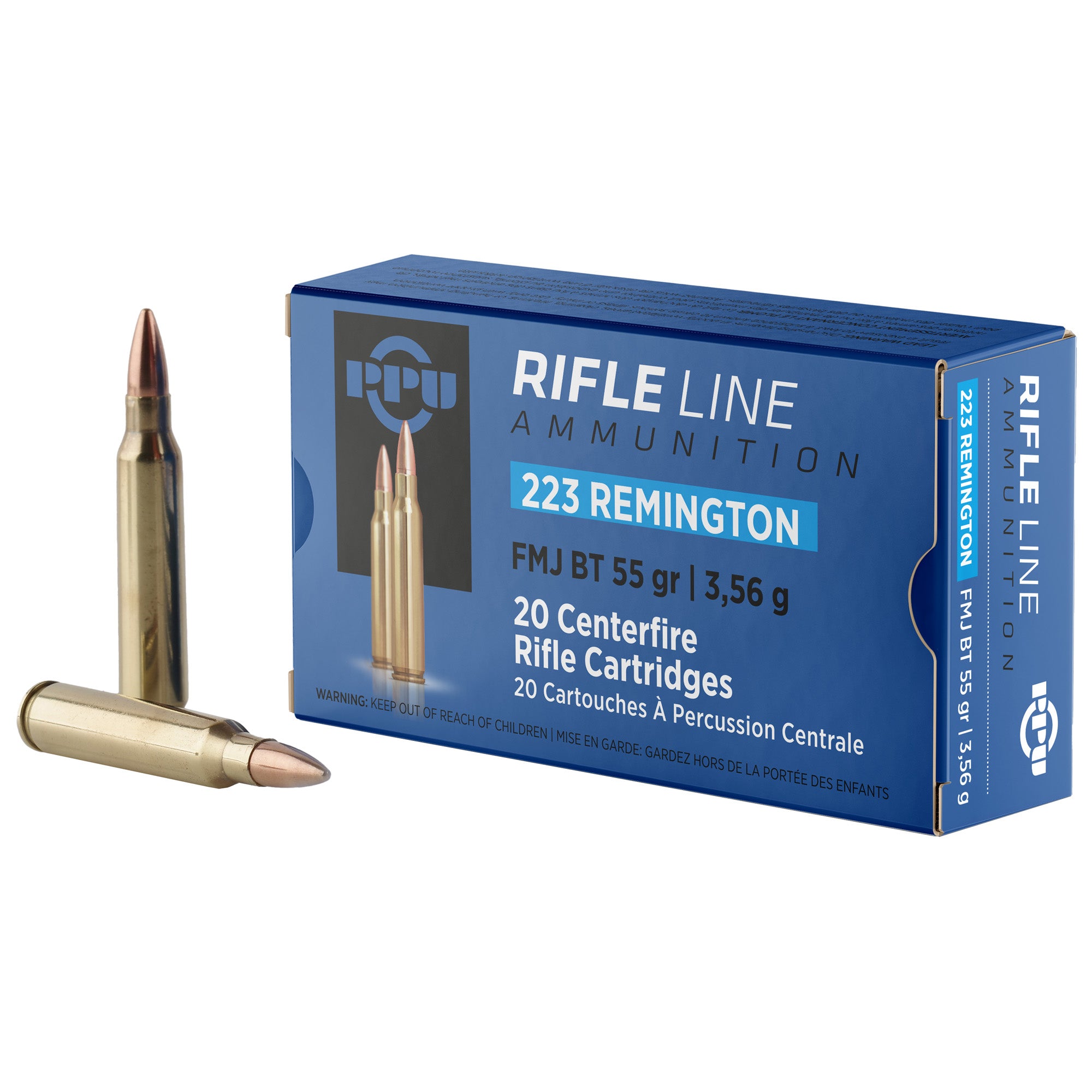 Prvi Partizan PPU 223 Remington 55 Grain FMJ Boat Tail Ammunition - 20 Rounds per Box