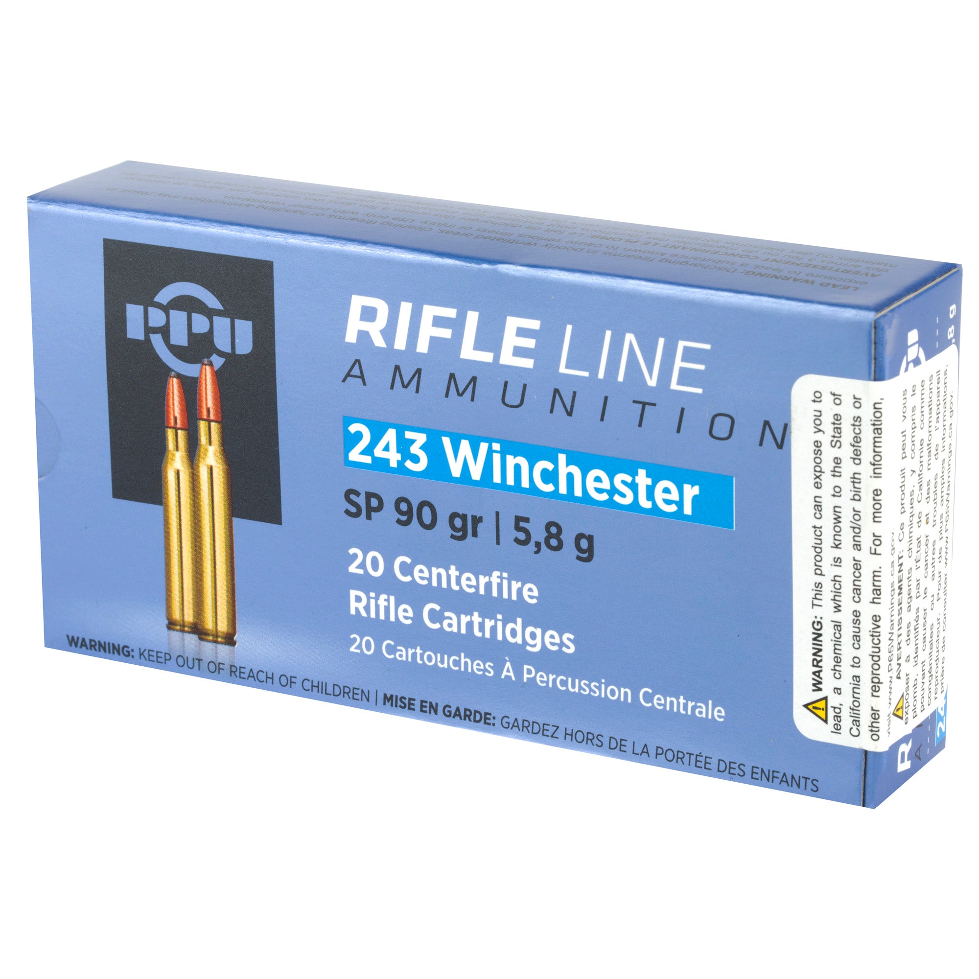 Prvi Partizan PPU 243 Winchester Soft Point Ammunition – 90 Grain, 20 Rounds per Box