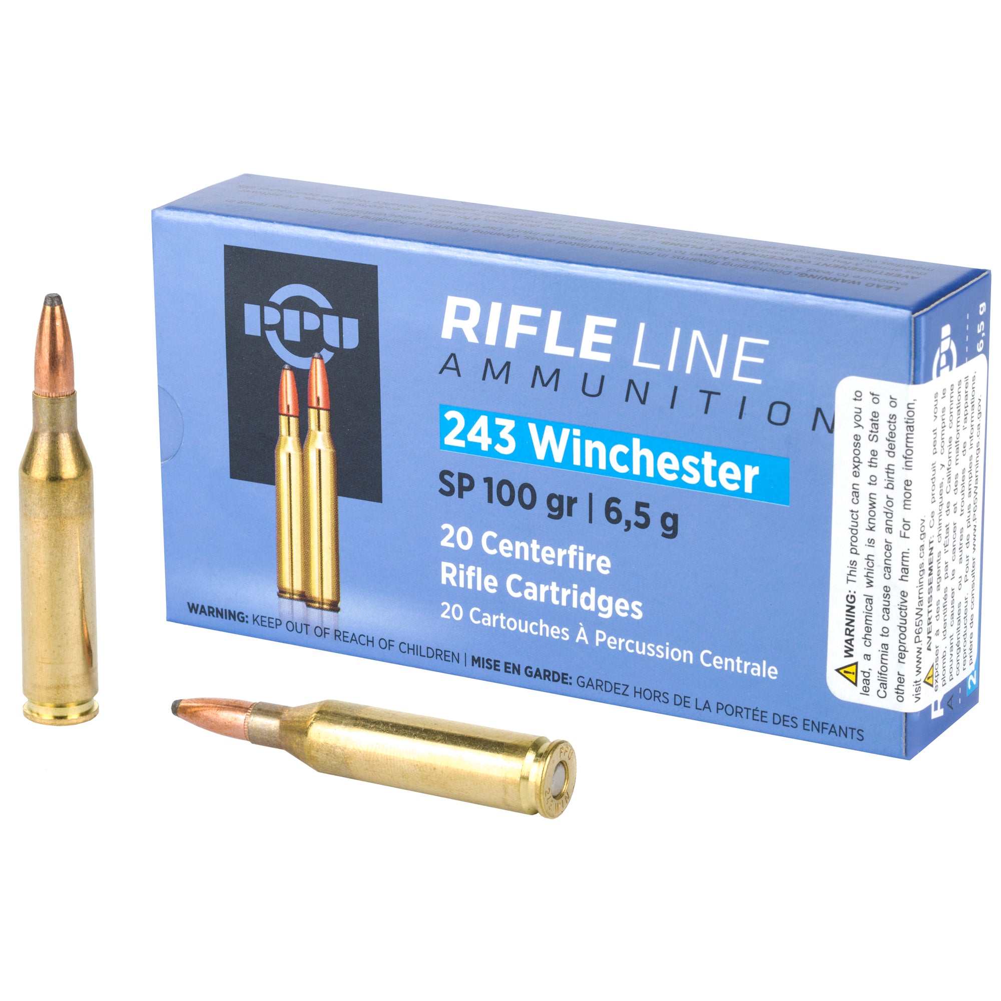 Prvi Partizan PPU 243WIN Soft Point Rifle Ammunition - 100 Grain, Box of 20