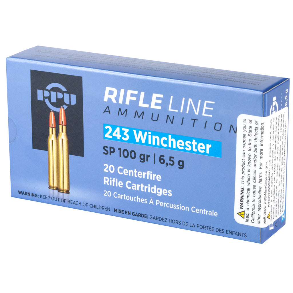 Prvi Partizan PPU 243WIN Soft Point Rifle Ammunition - 100 Grain, Box of 20