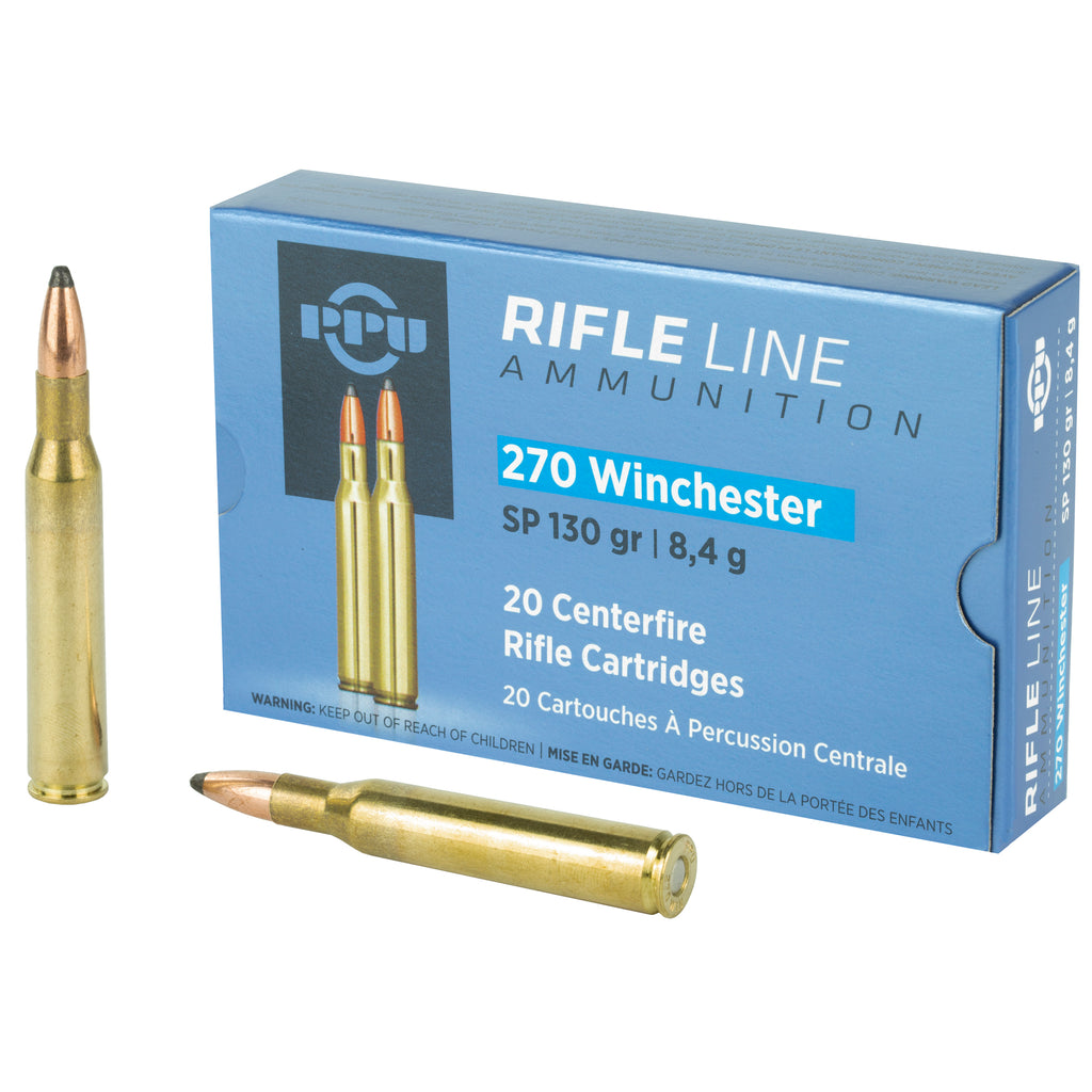 Prvi Partizan PPU 270 Winchester Soft Point Ammunition, 130 Grain, 20 Rounds per Box