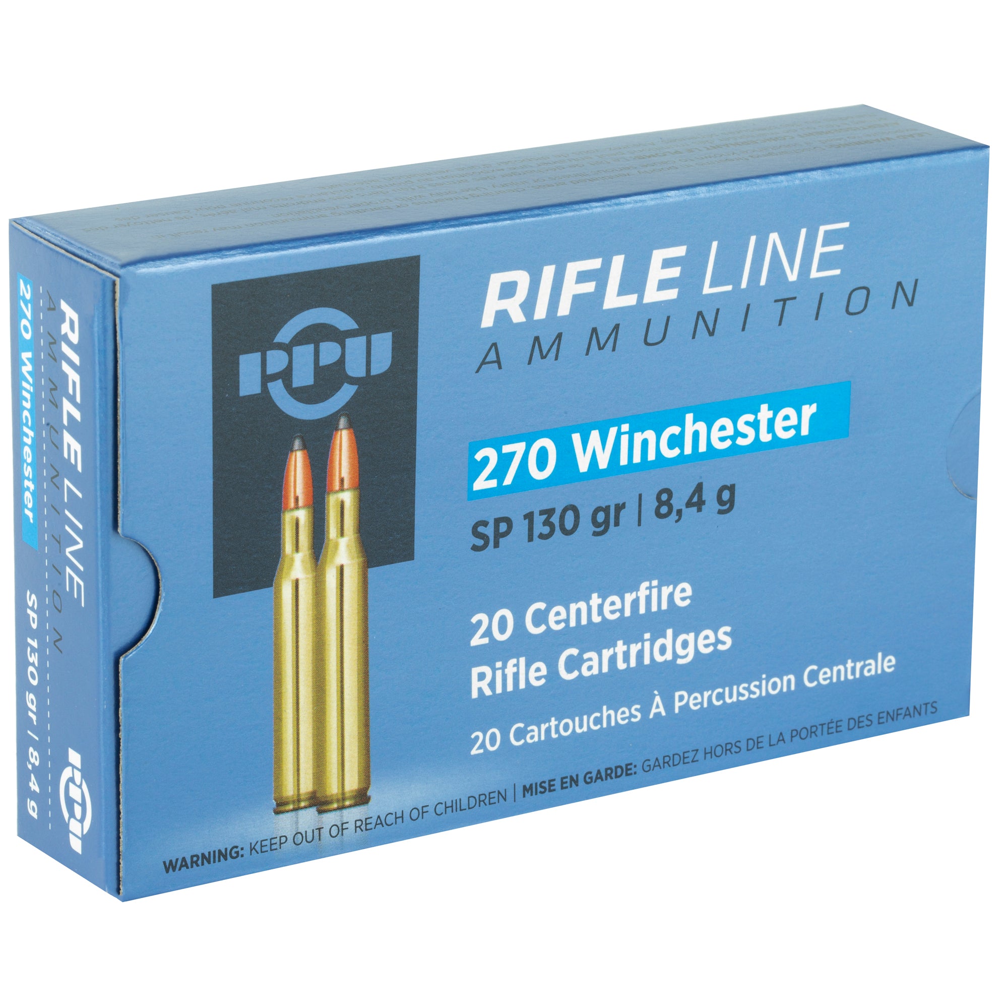 Prvi Partizan PPU 270 Winchester Soft Point Ammunition, 130 Grain, 20 Rounds per Box