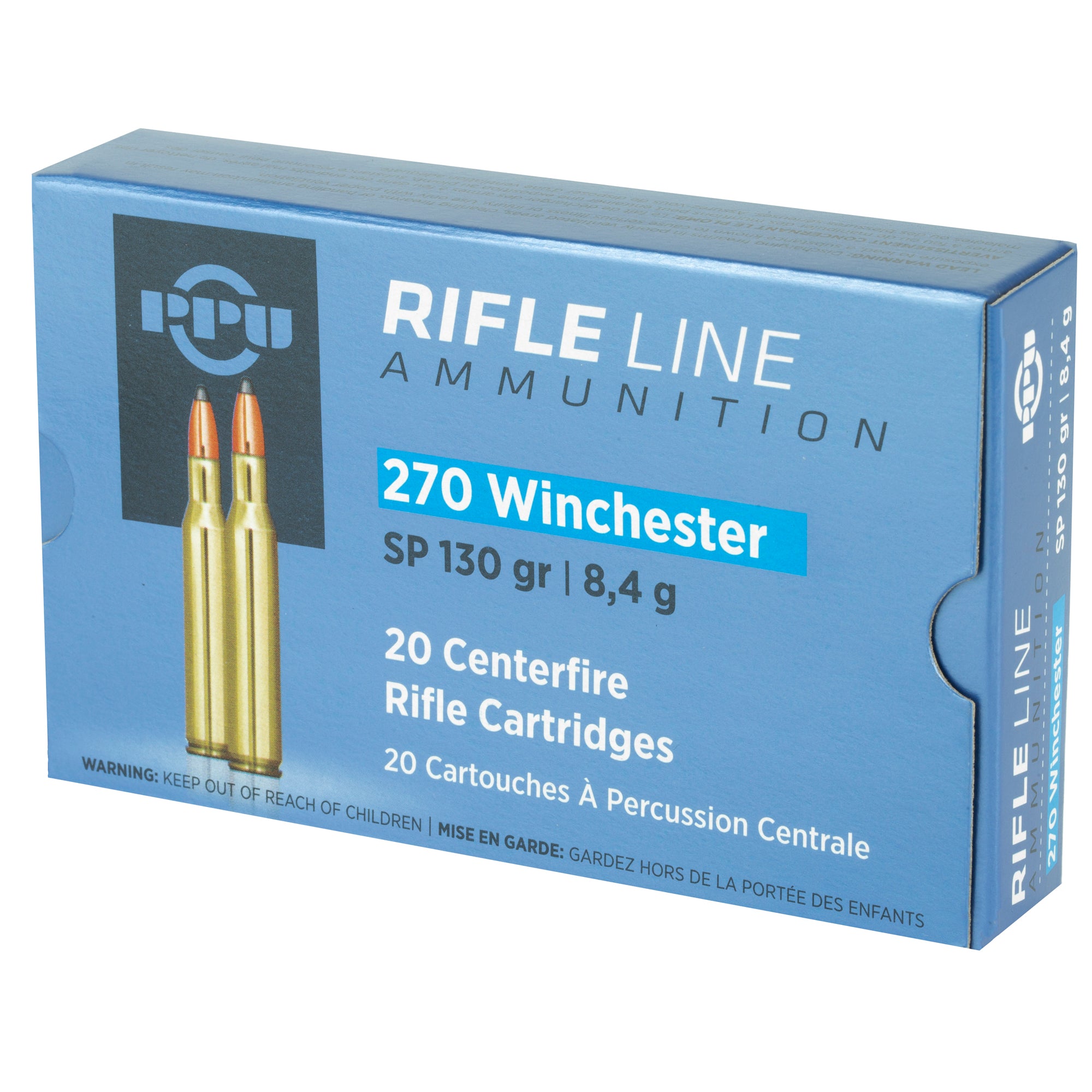 Prvi Partizan PPU 270 Winchester Soft Point Ammunition, 130 Grain, 20 Rounds per Box