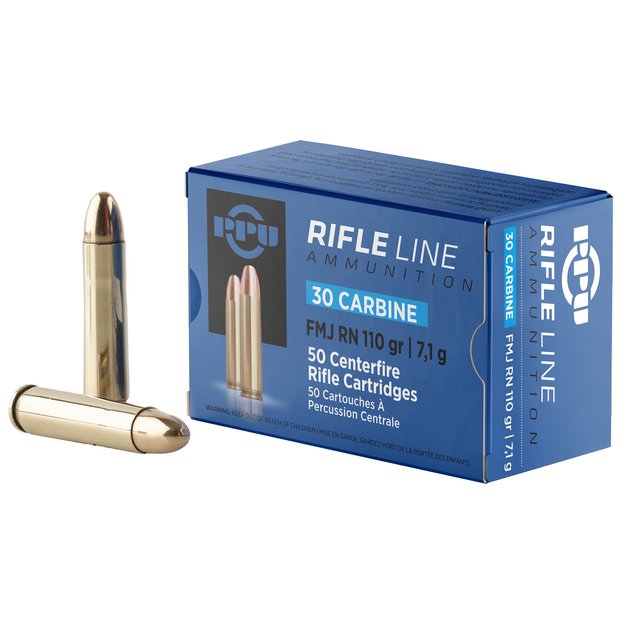Prvi Partizan PPU .30 Carbine 110 Grain FMJ Rifle Ammunition - 50 Rounds per Box