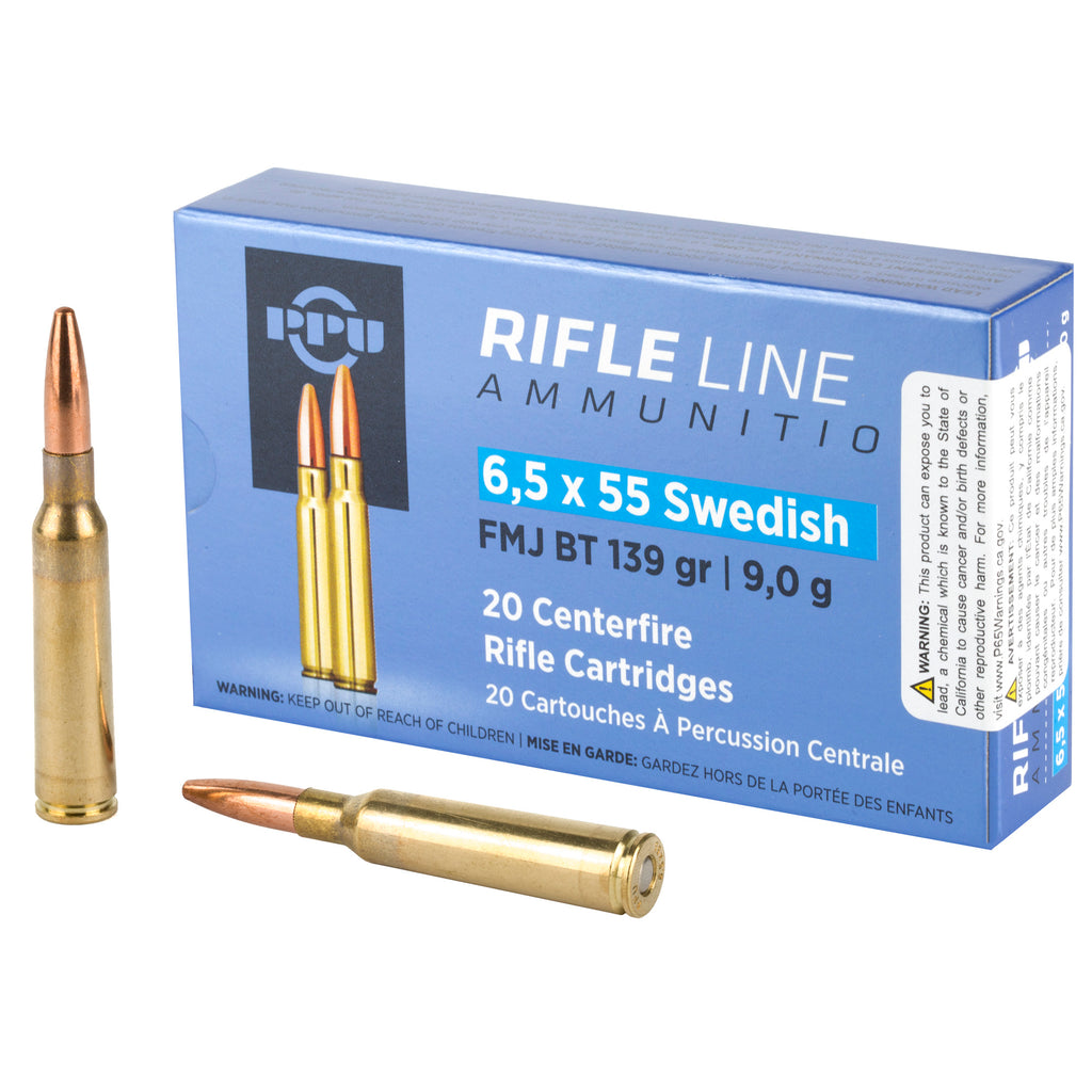 Prvi Partizan PPU 6.5x55 Swedish FMJ 139 Grain Rifle Ammunition - 20 Rounds Per Box