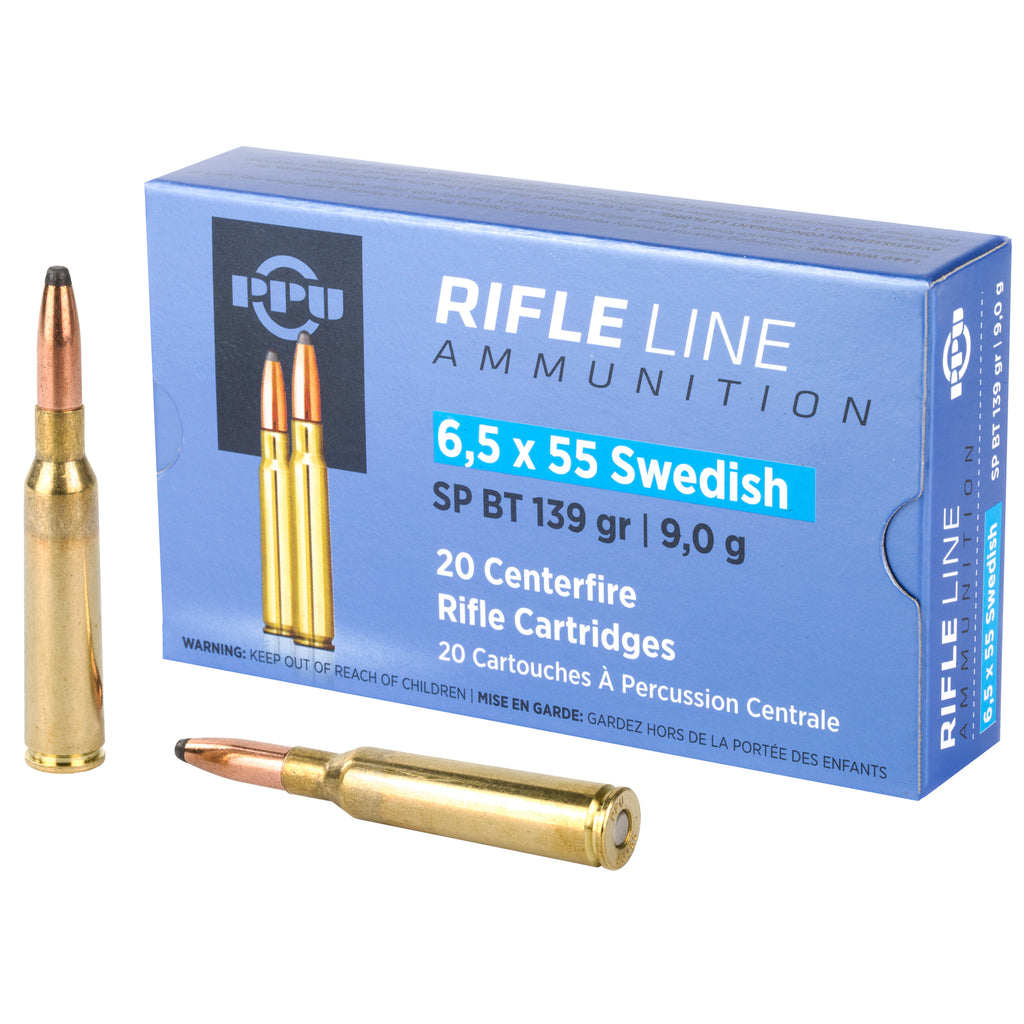 Prvi Partizan PPU 6.5x55 Swedish Soft Point Rifle Ammunition – 139 Grain, 20 Rounds per Box