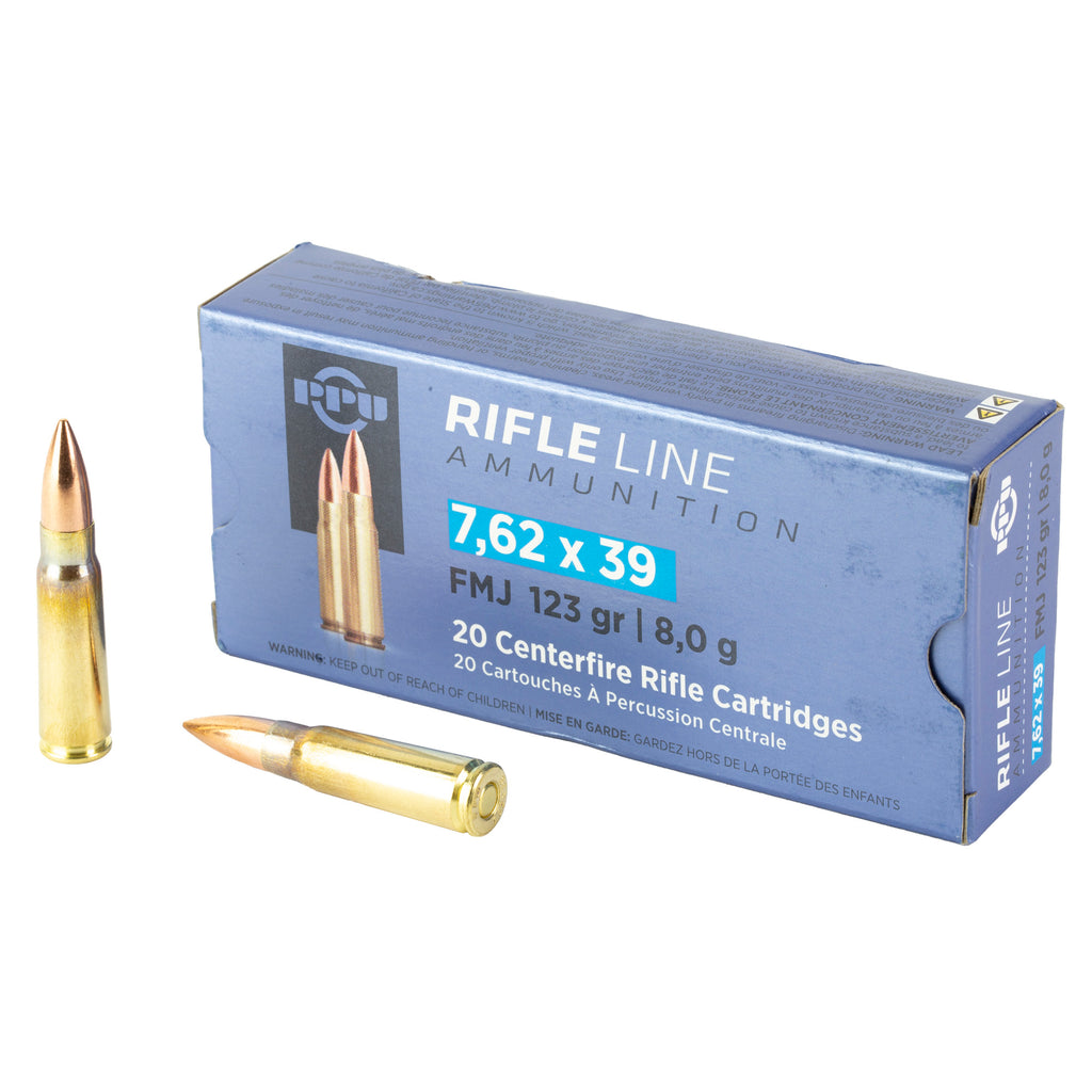 Prvi Partizan PPU 7.62x39 Full Metal Jacket Ammo - 123 Grain, 20 Rounds per Box
