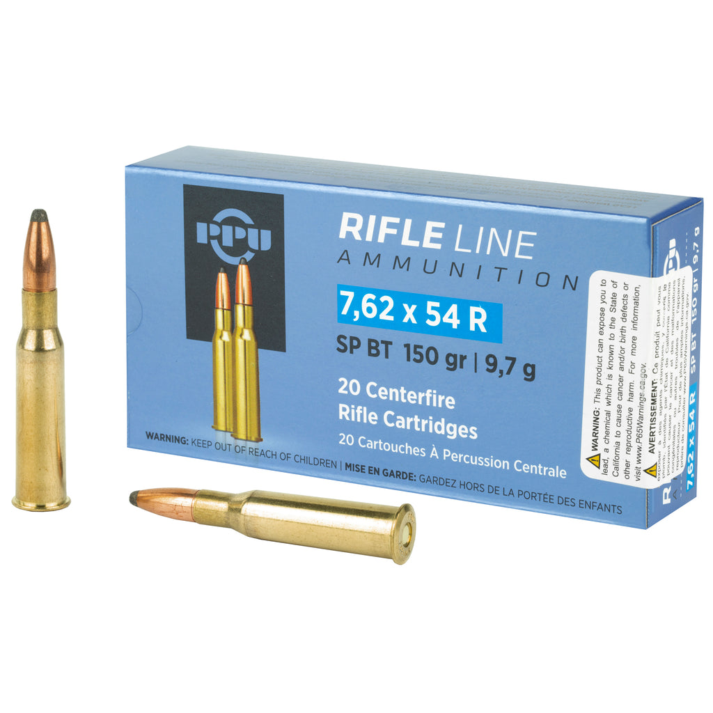 Prvi Partizan PPU 7.62x54R Soft Point Rifle Ammunition - 150 Grain, Box of 20