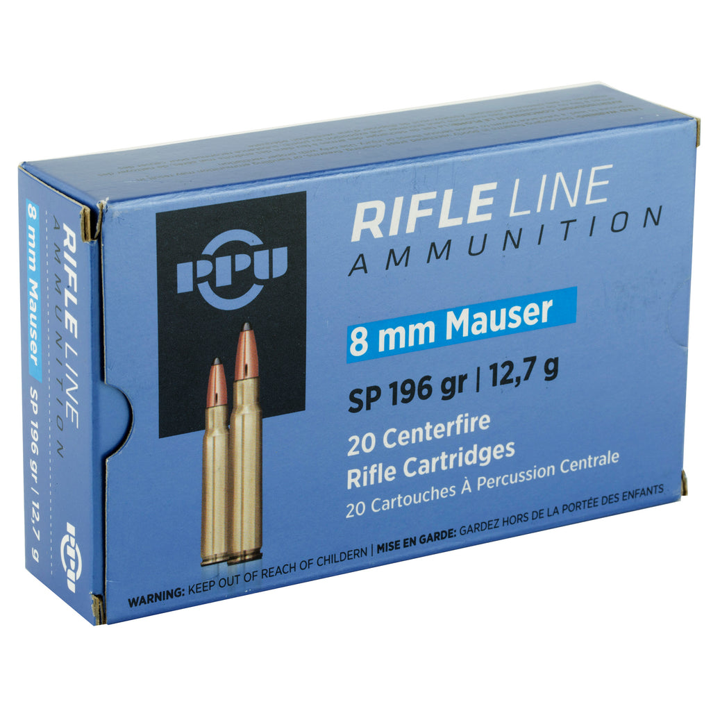Prvi Partizan PPU 8mm Mauser Soft Point Rifle Ammunition – 196 Grain, 20 Rounds per Box