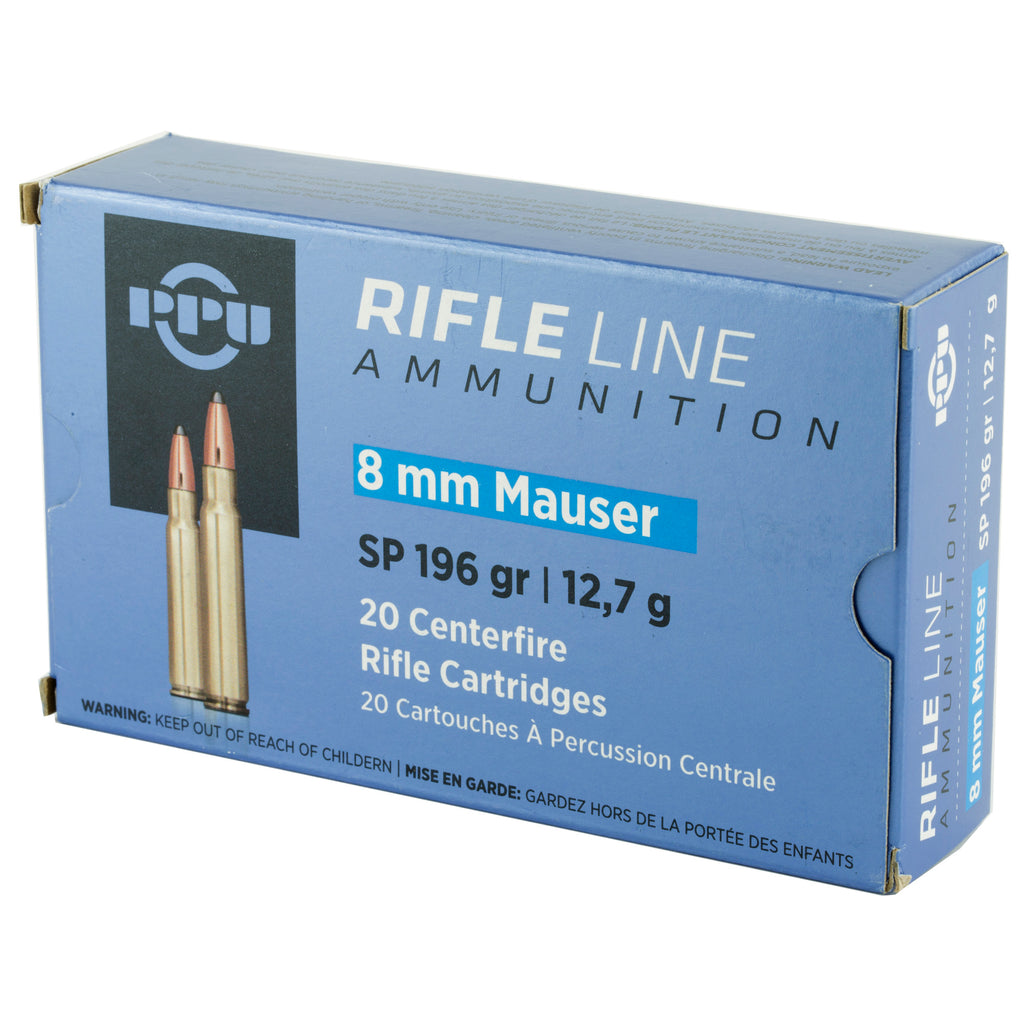 Prvi Partizan PPU 8mm Mauser Soft Point Rifle Ammunition – 196 Grain, 20 Rounds per Box
