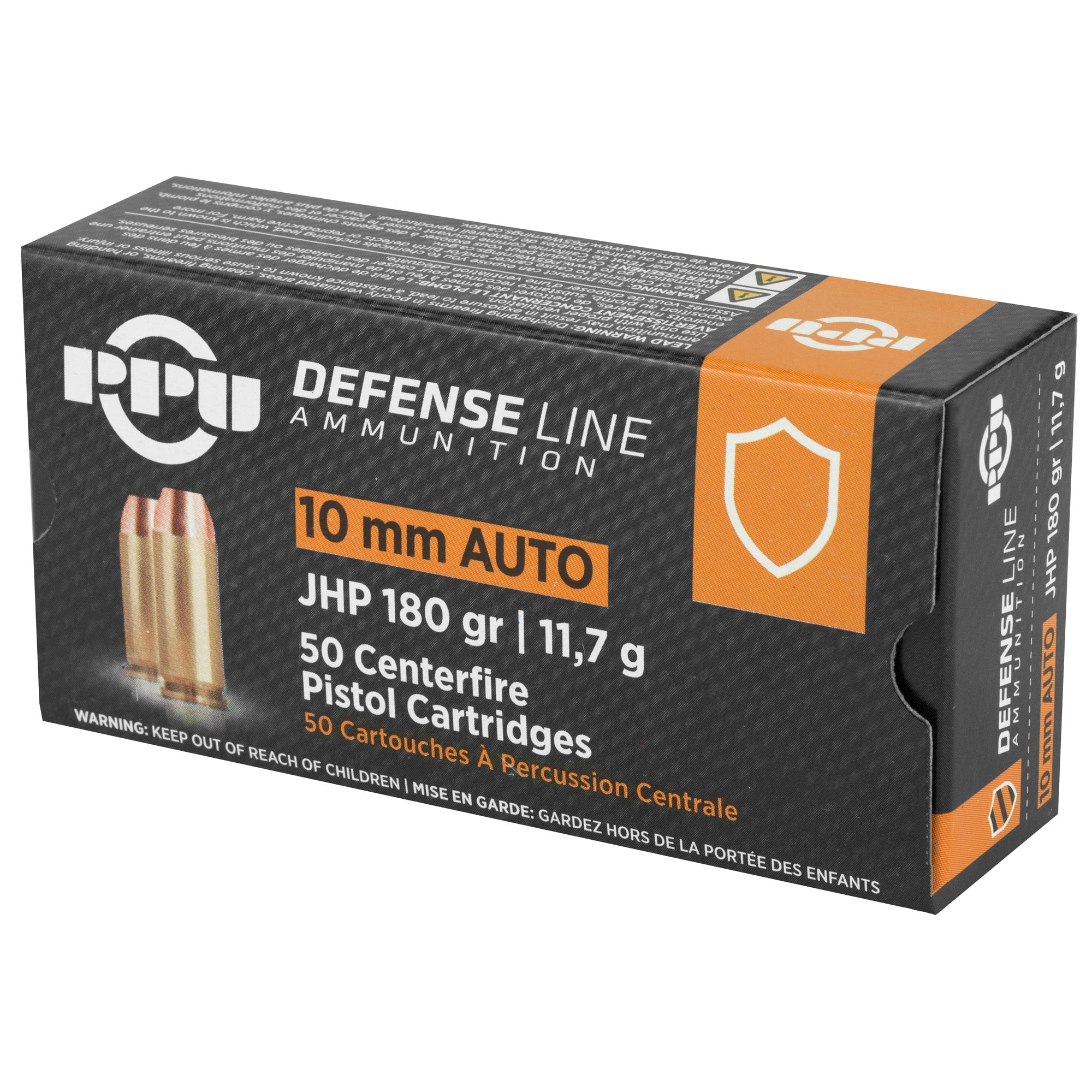 Prvi Partizan PPU 10mm Handgun Defense Hollow Point Ammunition - 180 Grain, Box of 50