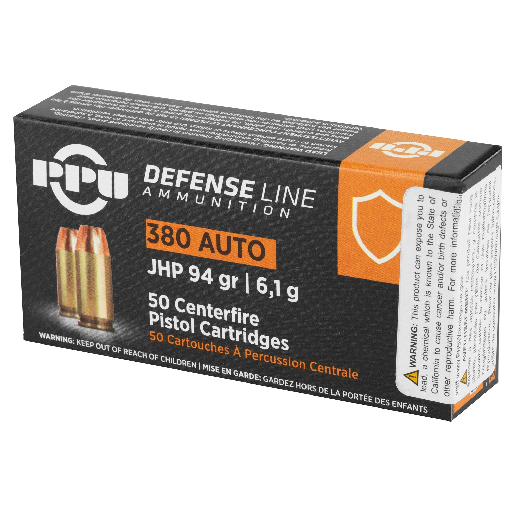 Prvi Partizan PPU 380 ACP Handgun Defense Hollow Point Ammunition - 94 Grain, Box of 50