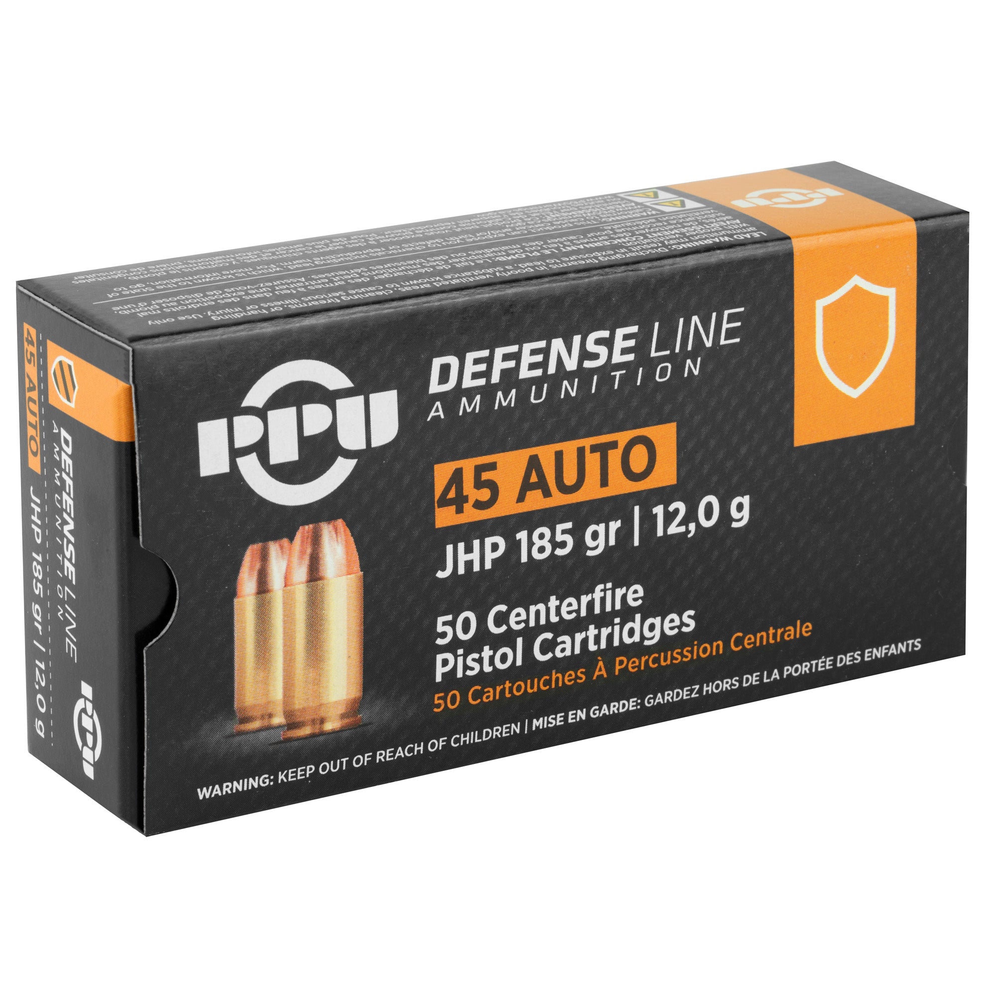 Prvi Partizan PPU 45 ACP Handgun Defense Hollow Point Ammunition - 185 Grain, Box of 50