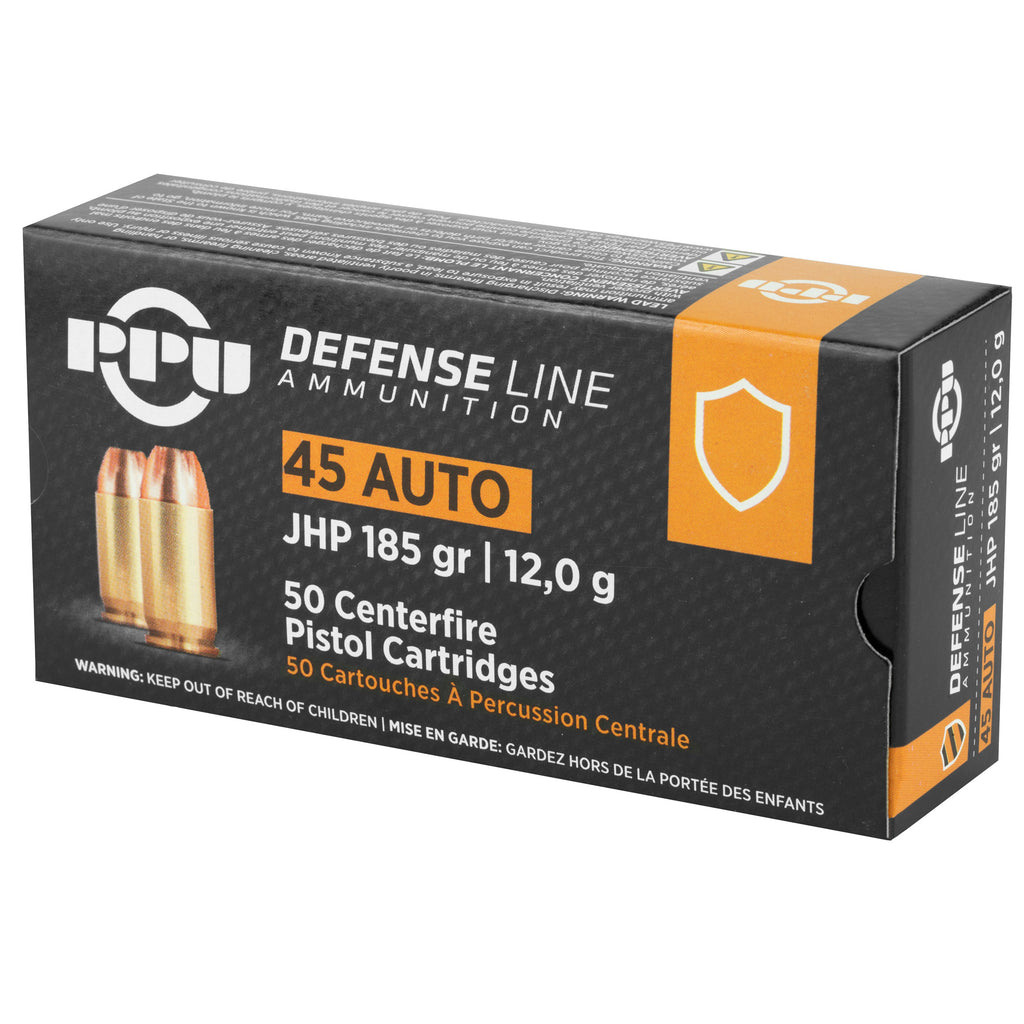 Prvi Partizan PPU 45 ACP Handgun Defense Hollow Point Ammunition - 185 Grain, Box of 50
