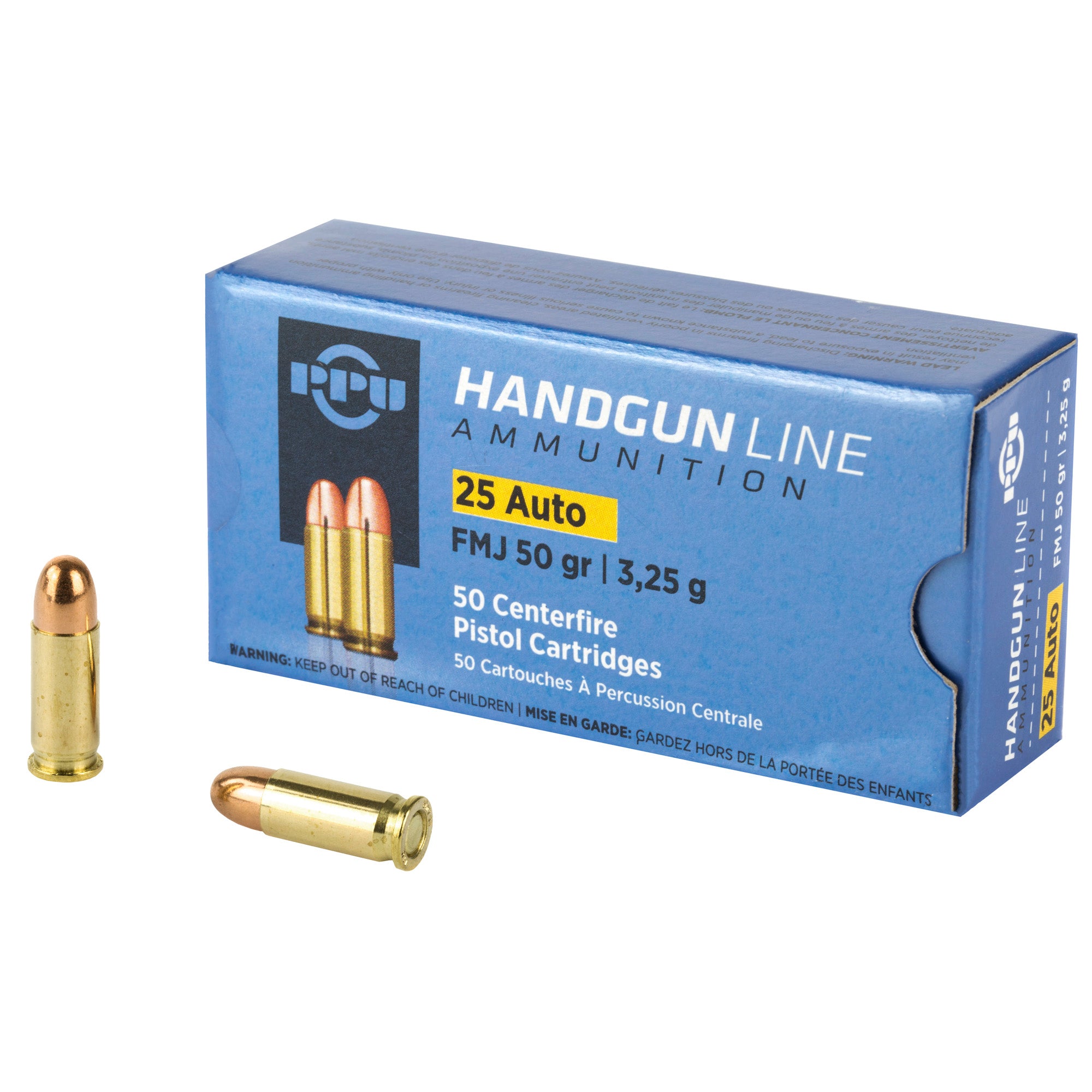 Prvi Partizan PPU 25 ACP Full Metal Jacket 50 Grain Pistol Ammunition (50 Rounds)