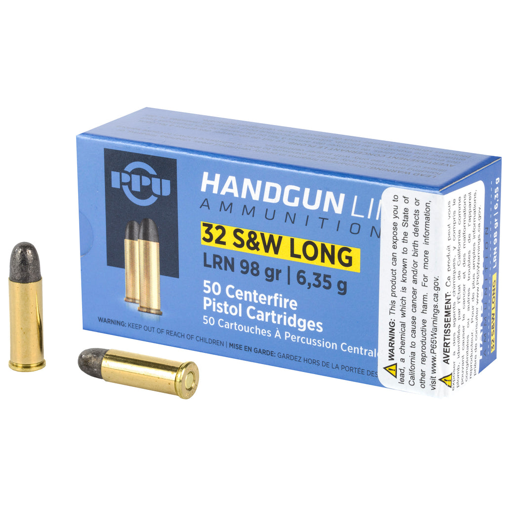 Prvi Partizan PPU 32 S&W Long Lead Round Nose Ammunition, 98 Grain, 50 Rounds per Box