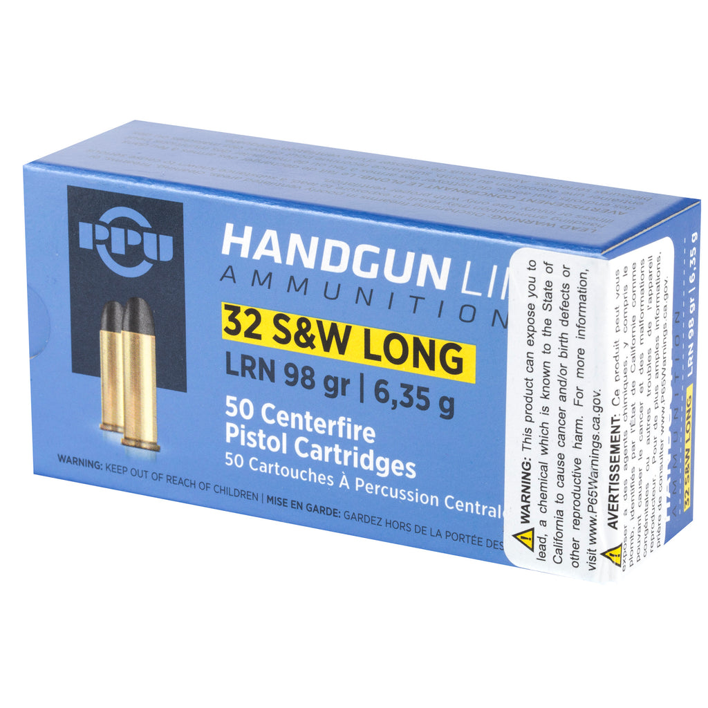 Prvi Partizan PPU 32 S&W Long Lead Round Nose Ammunition, 98 Grain, 50 Rounds per Box