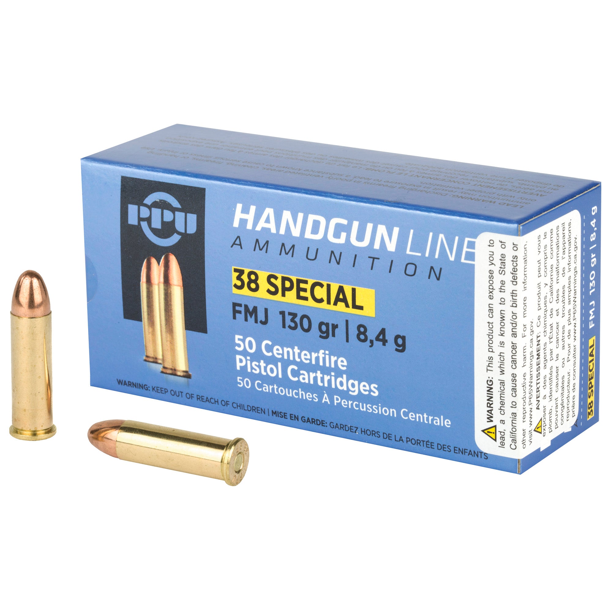 Prvi Partizan PPH38SF 38 Special Full Metal Jacket 130 Grain Pistol Ammunition, 50 Rounds per Box