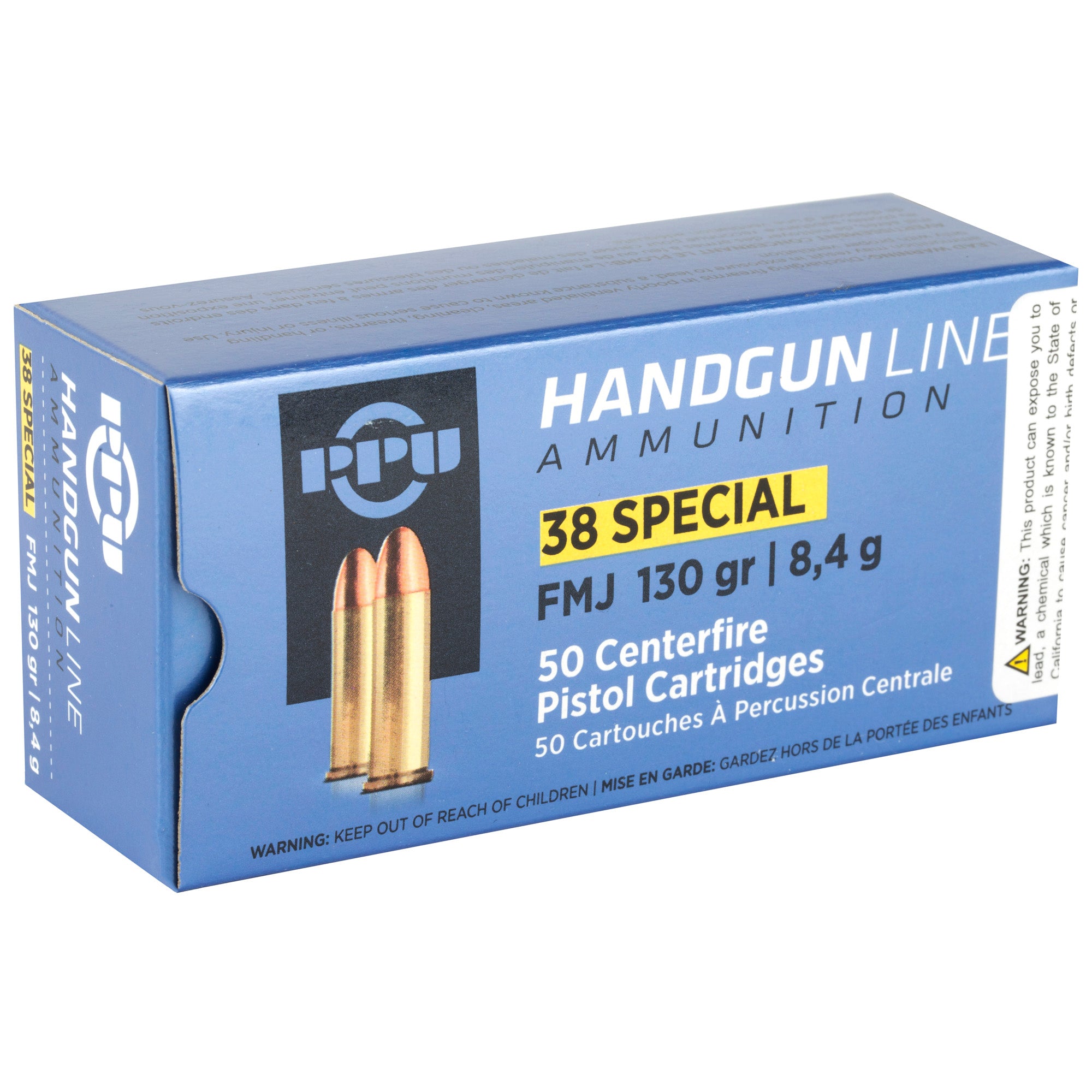 Prvi Partizan PPH38SF 38 Special Full Metal Jacket 130 Grain Pistol Ammunition, 50 Rounds per Box