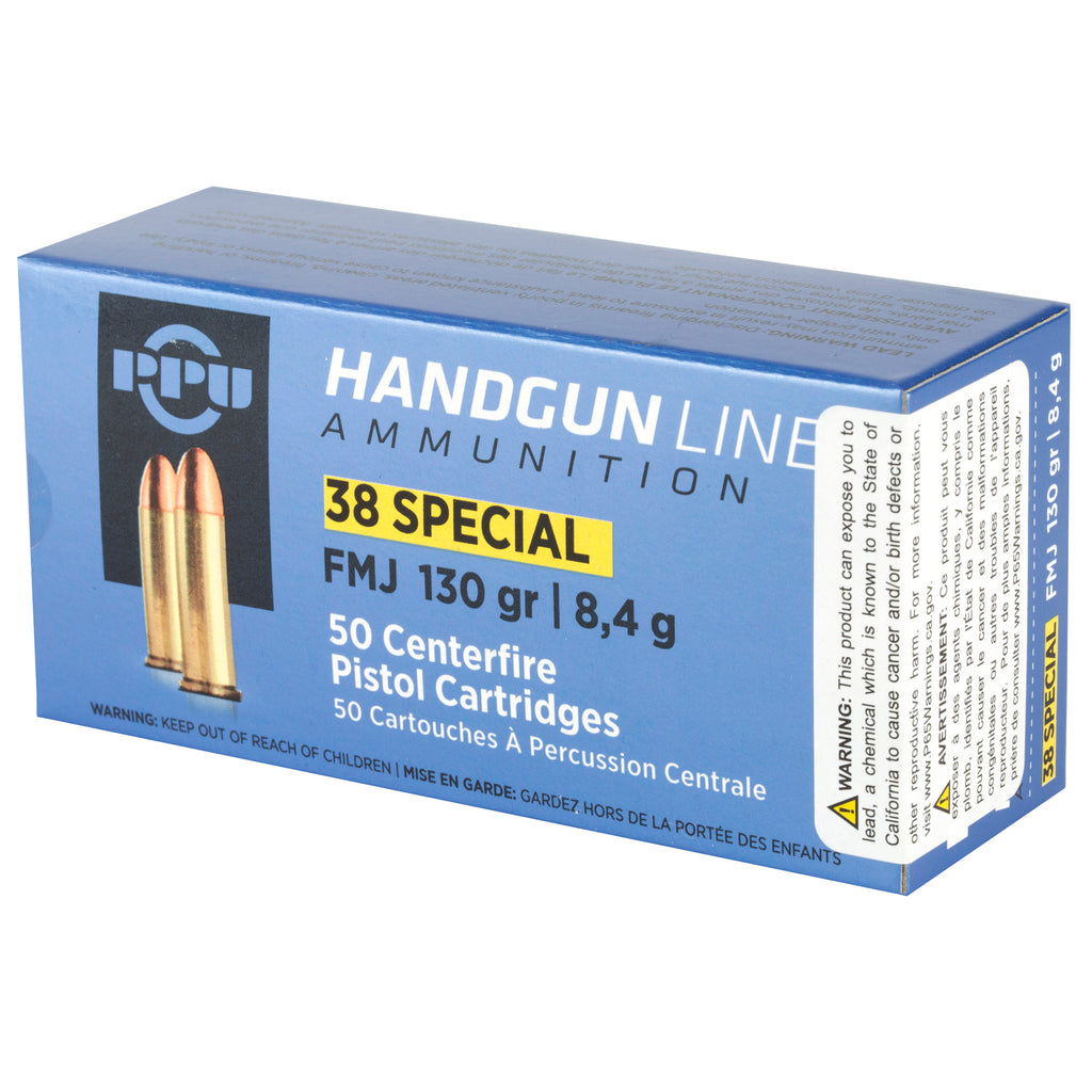 Prvi Partizan PPH38SF 38 Special Full Metal Jacket 130 Grain Pistol Ammunition, 50 Rounds per Box