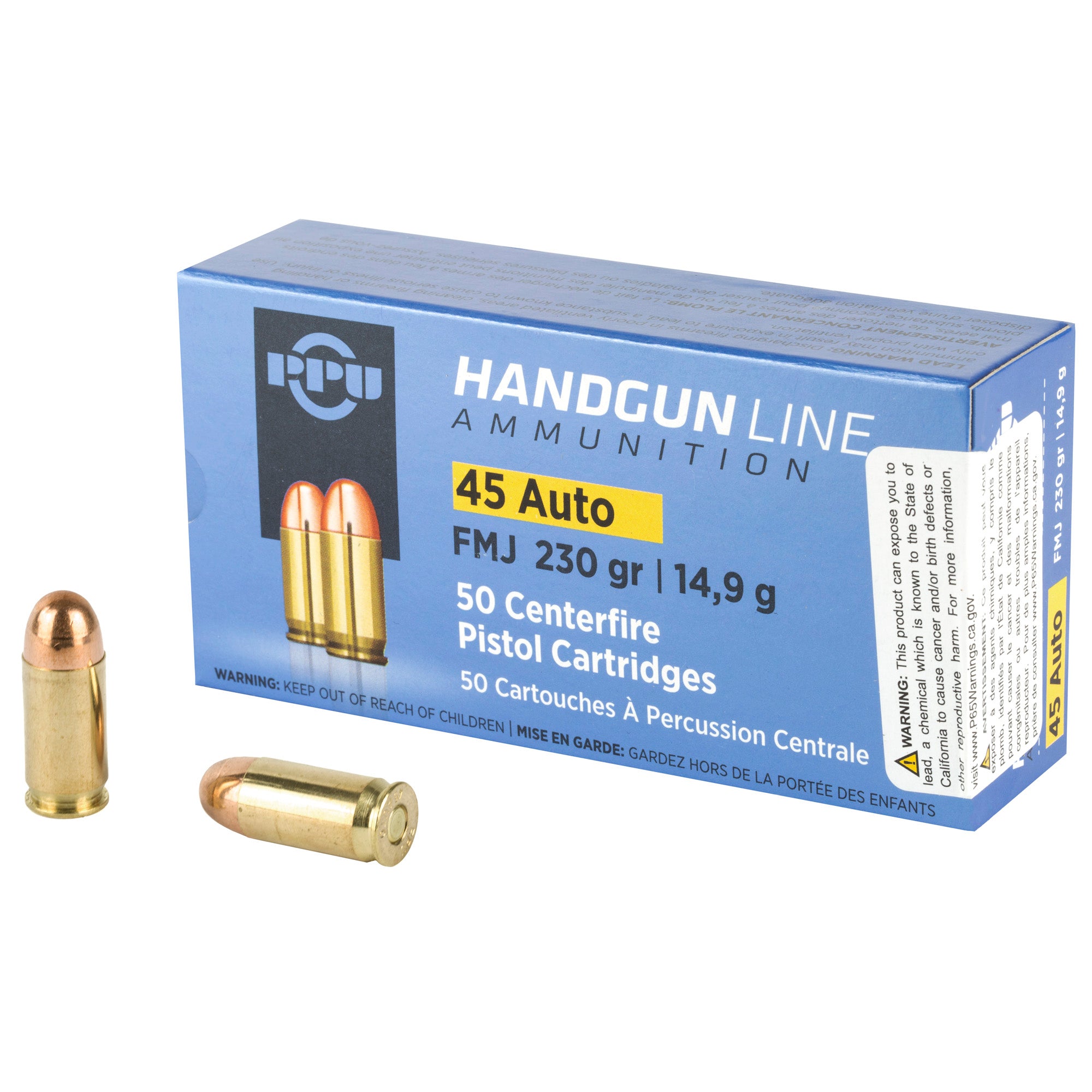 Prvi Partizan PPU 45 ACP Full Metal Jacket 230 Grain Ammunition - 50 Round Box
