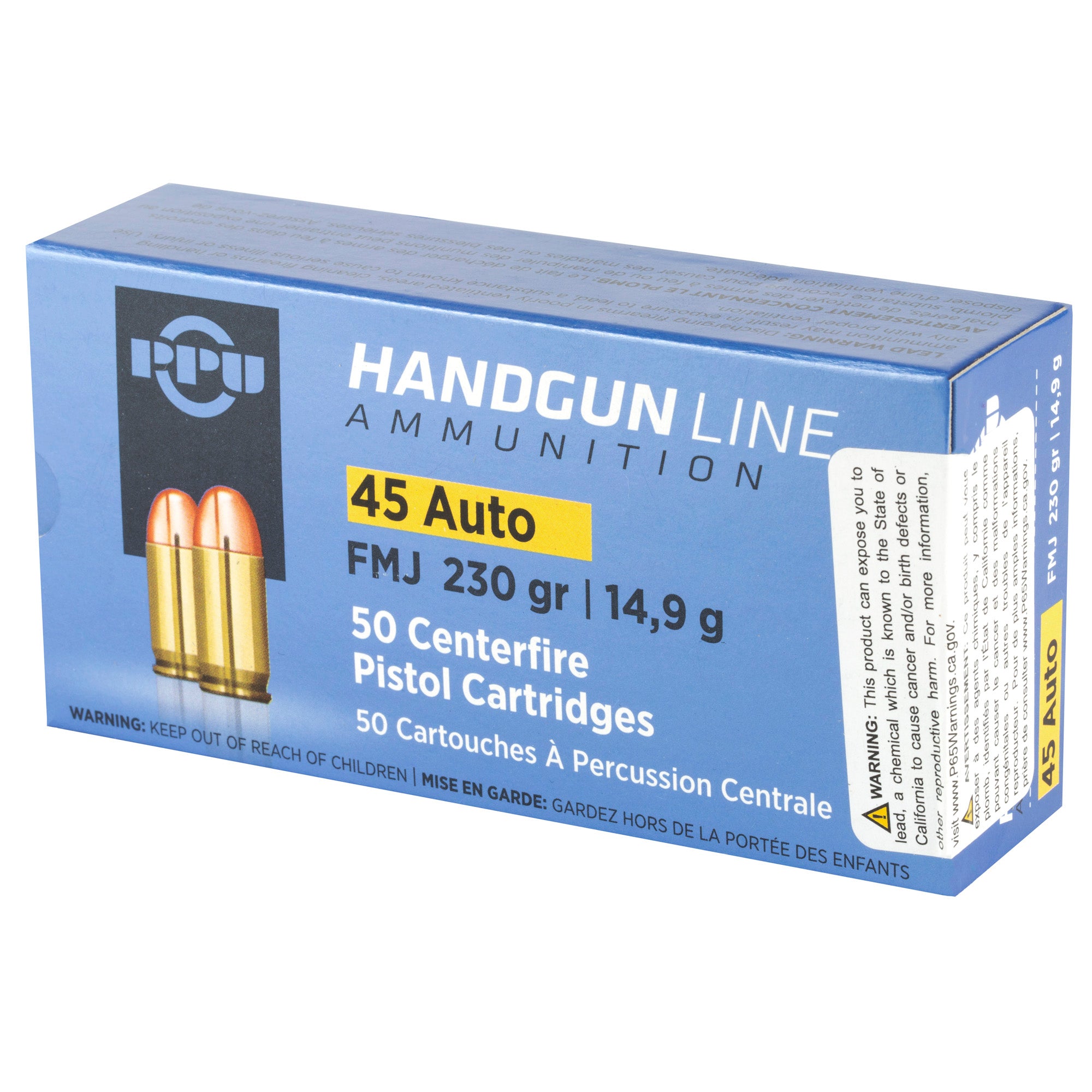 Prvi Partizan PPU 45 ACP Full Metal Jacket 230 Grain Ammunition - 50 Round Box